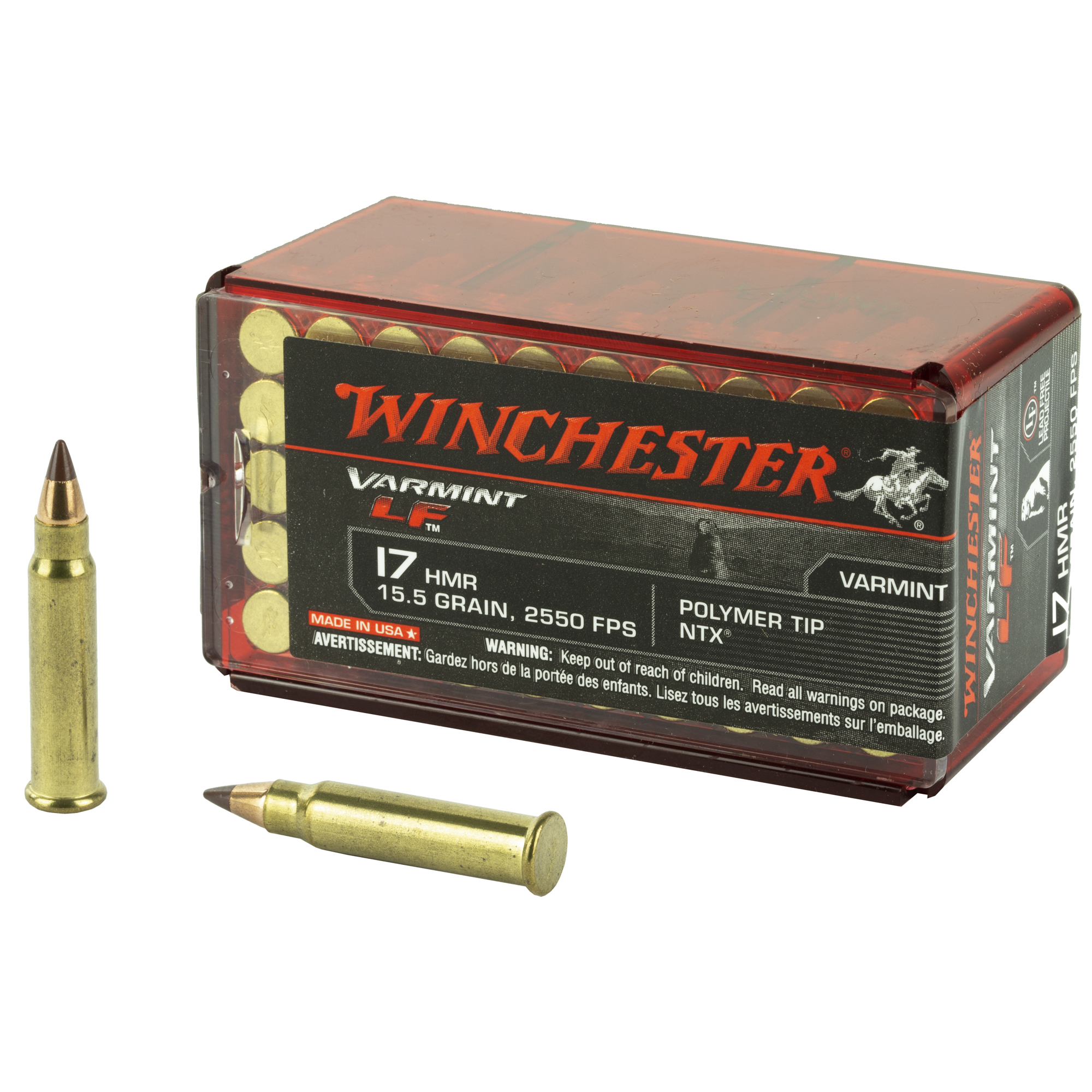 Winchester VarmintLF 17 Magnum Rimfire PolymerTip NTX 15.5 Grain 50 Rounds