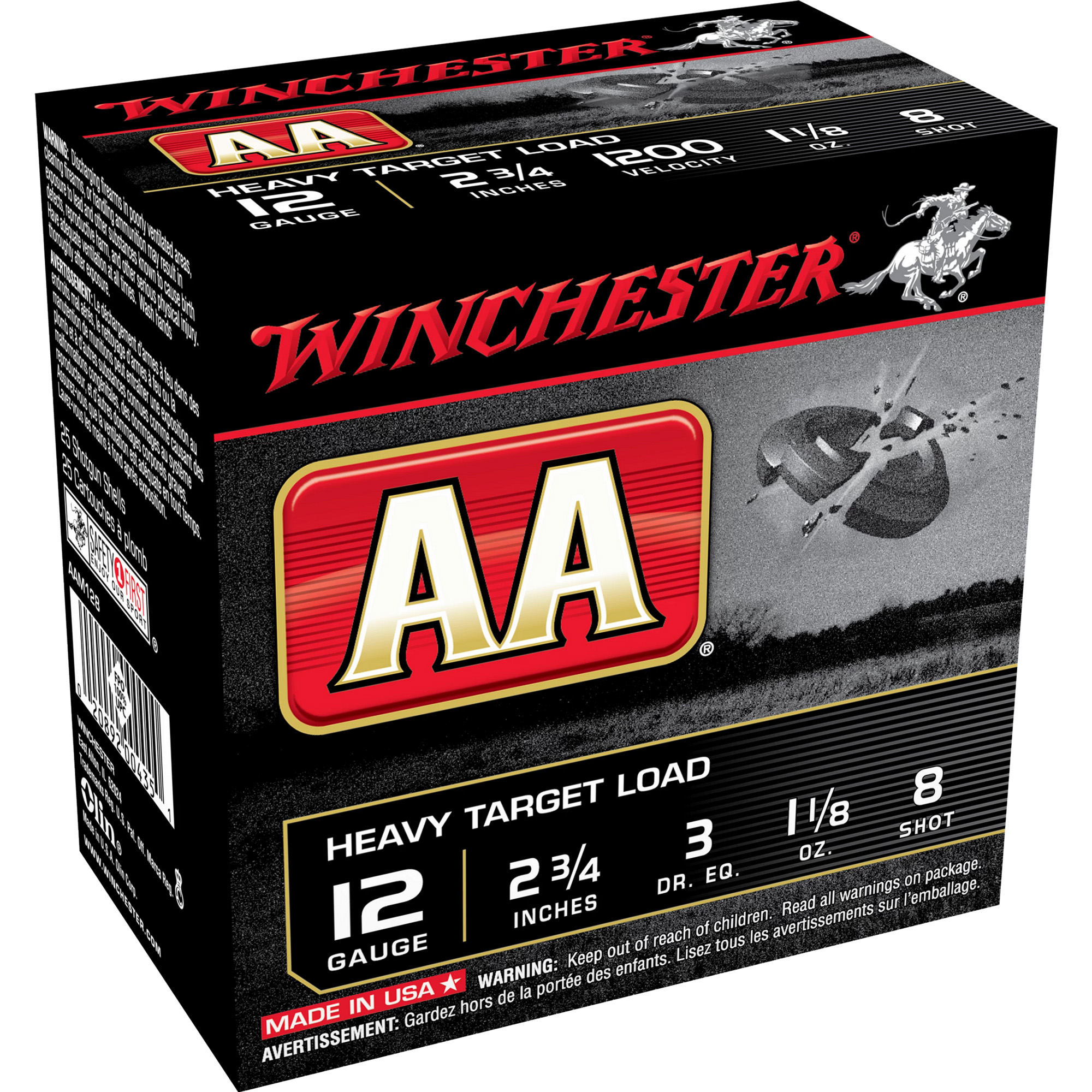 Winchester Aa Heavy Target Load, 12 Gauge Lead 1 1/8 oz, 25 Rounds