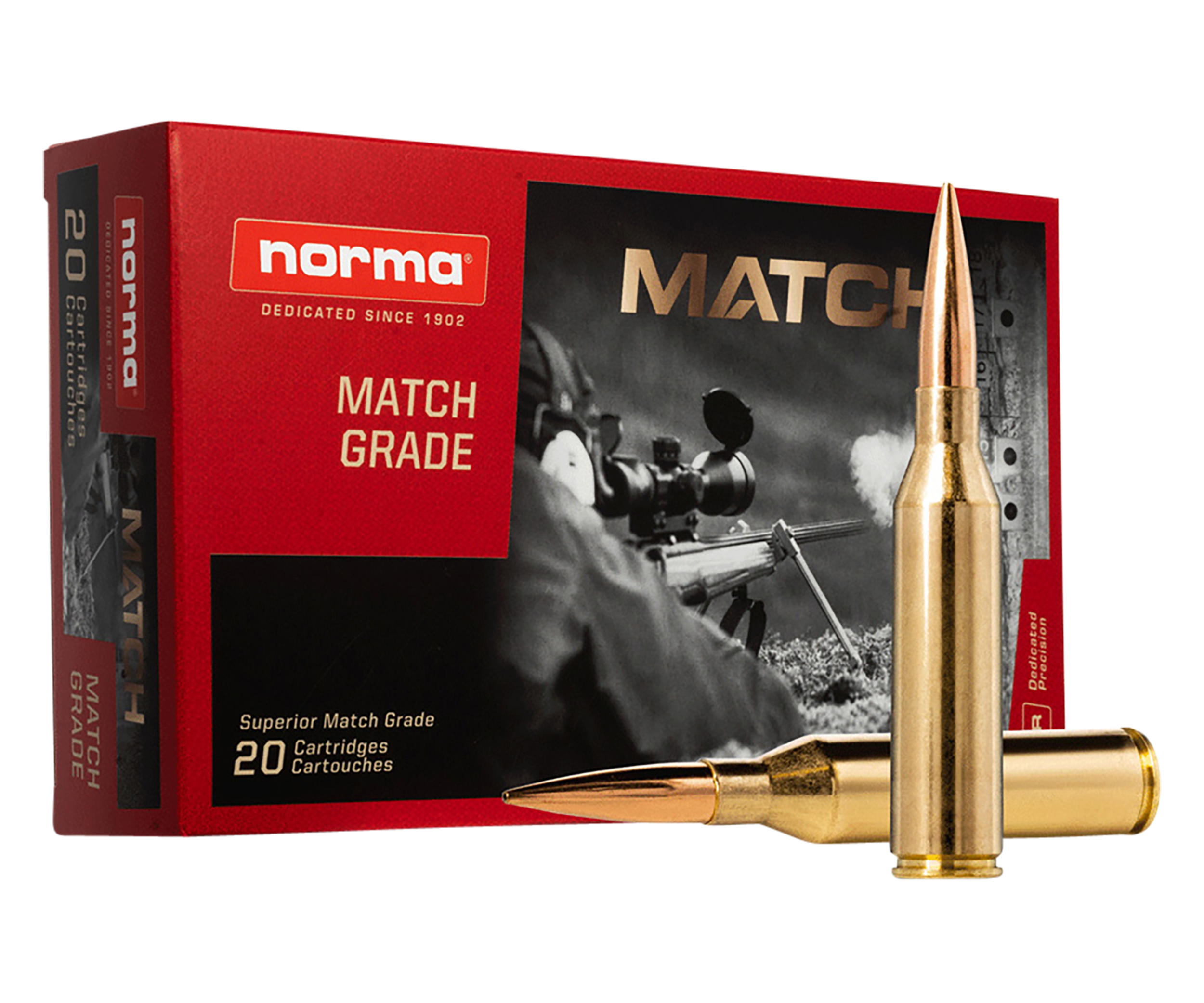 Norma Ammunition 20174602 Dedicated Precision Golden Target Match 300NormaMag 230gr Hollow Point Boat Tail 20 Rounds