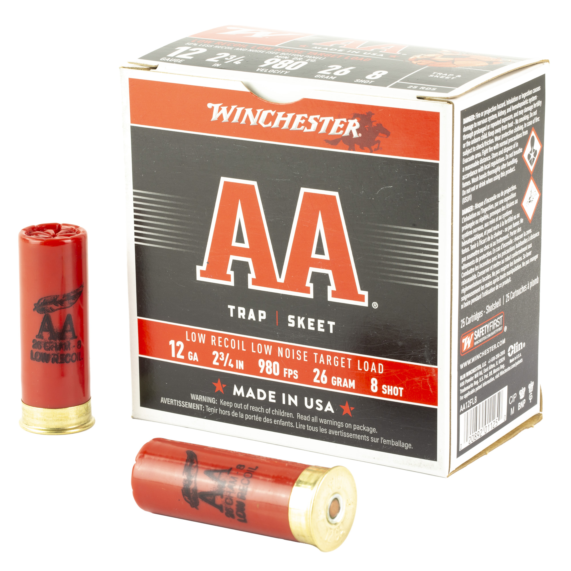Winchester AA Low Recoil 12 Gauge Lead Shot 26 Gram 25 Rounds