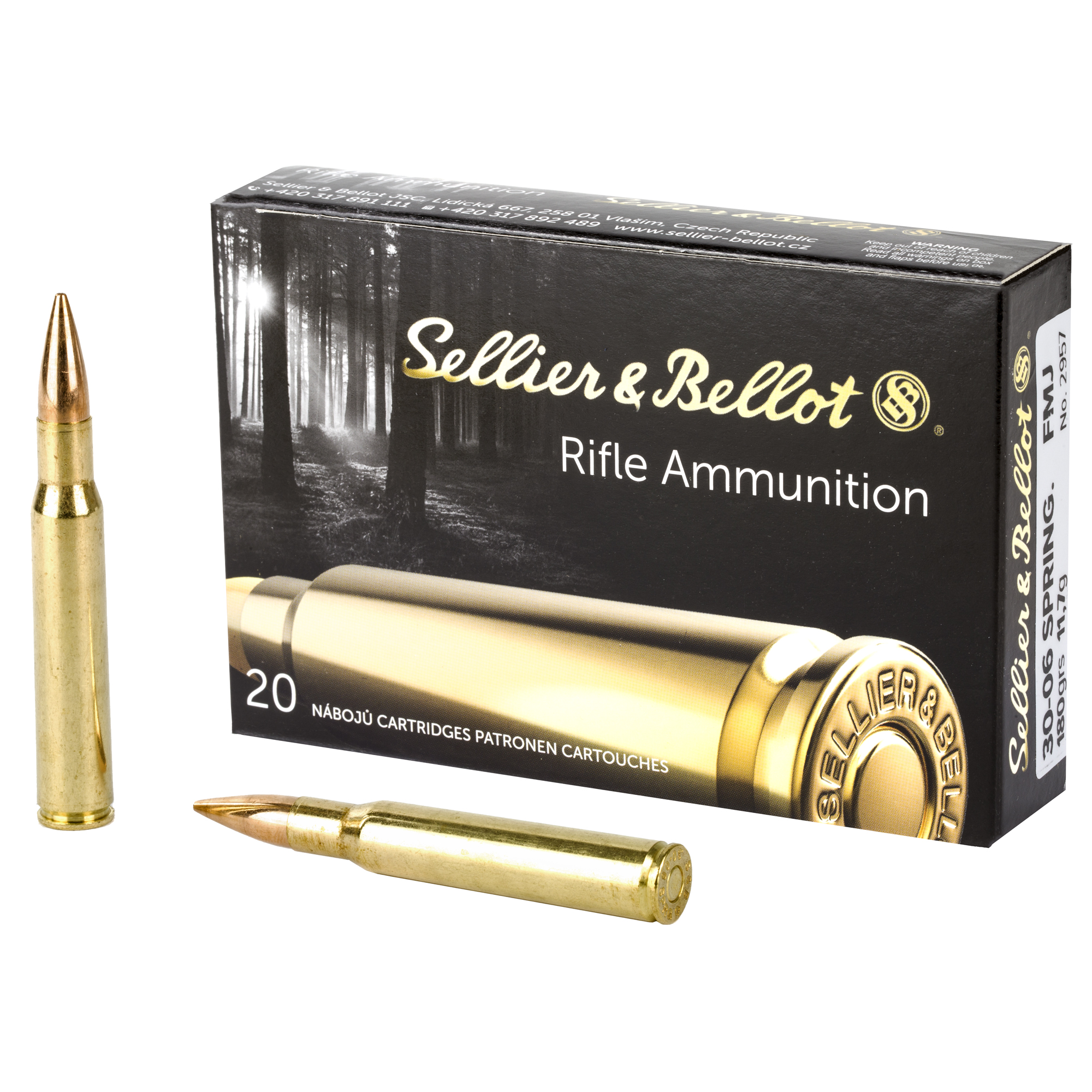 Sellier & Bellot SB3006A Rifle  30-06Springfield 180gr Full Metal Jacket 20 Per Box/20 Case