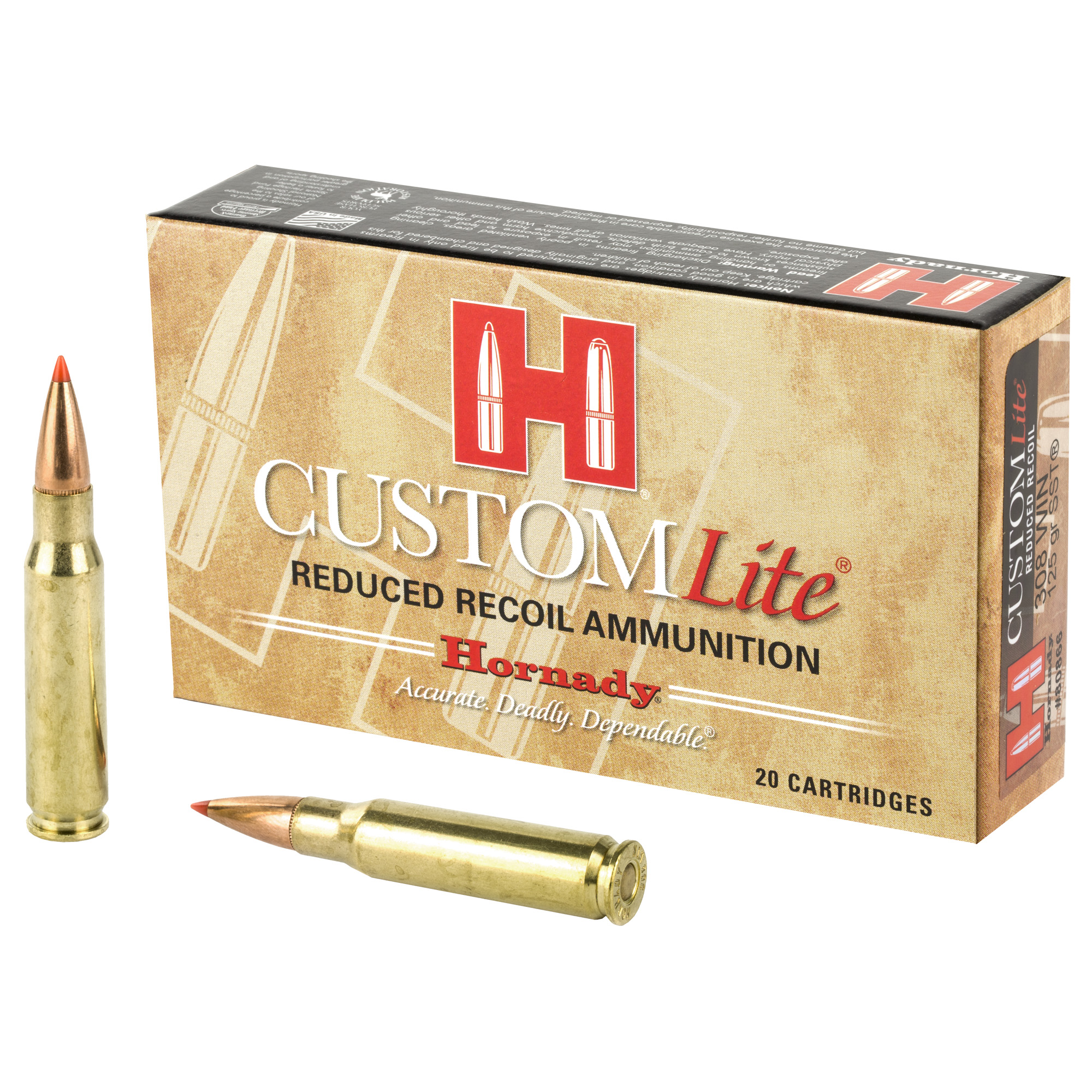Hornady Custom Lite Rifle Ammo 308 Win 125 gr. SST 20 rd.
