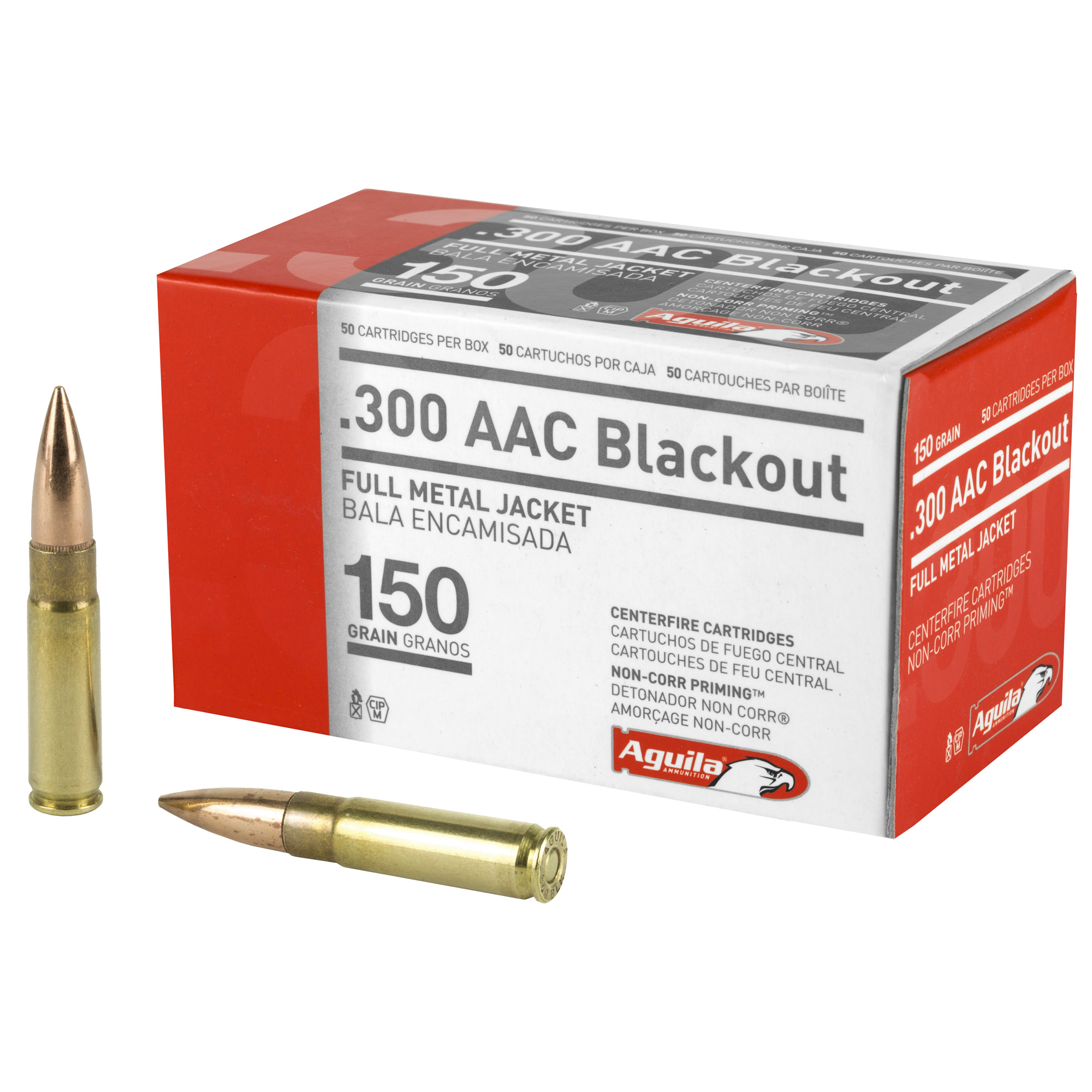 Aguila 300 AAC Blackout Full Metal Jacket Boat Tail 150 Grain 50 Rounds