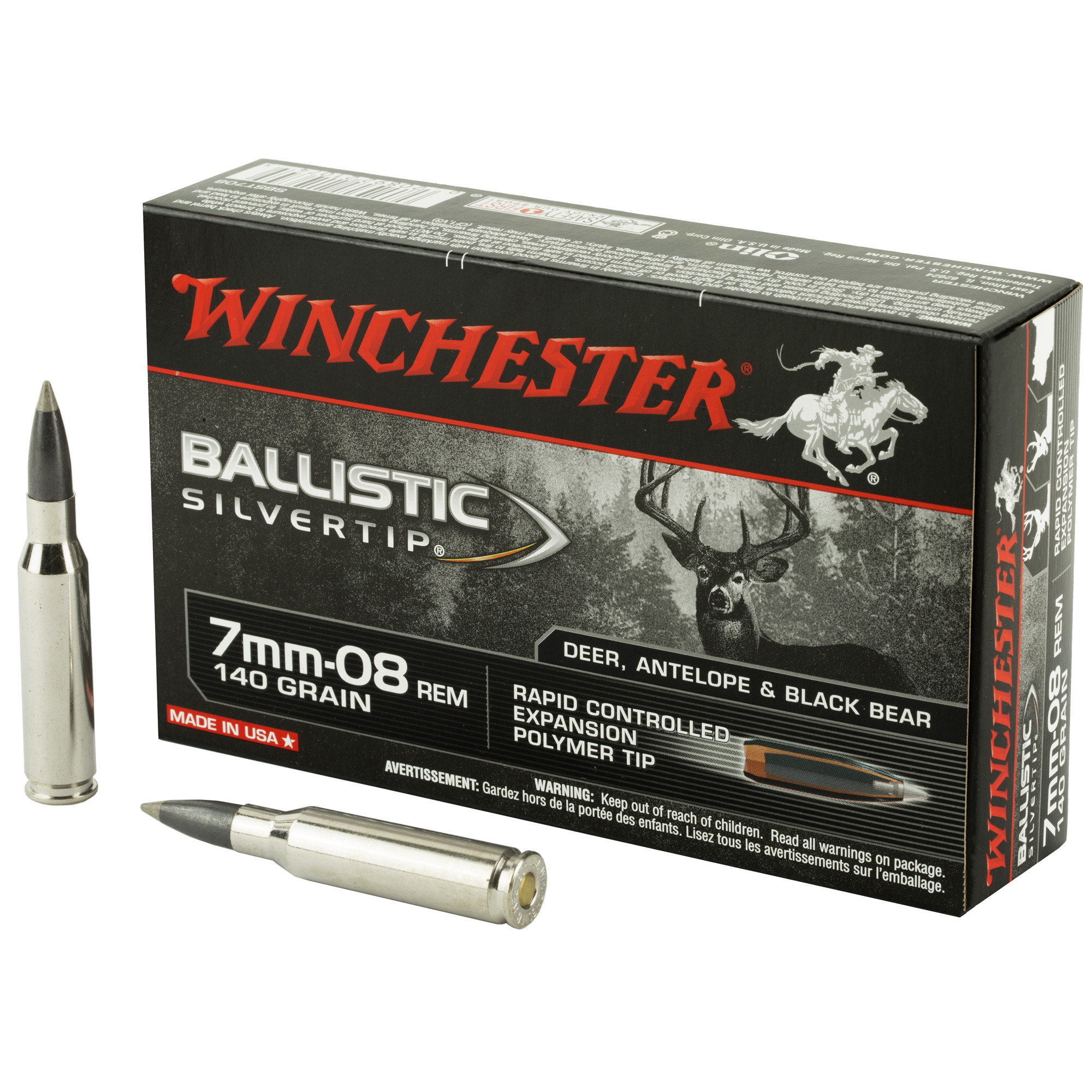 Winchester, Silvertip, 7mm-08 Remington, Polymer Tip, 140 Grain, 20 Rounds