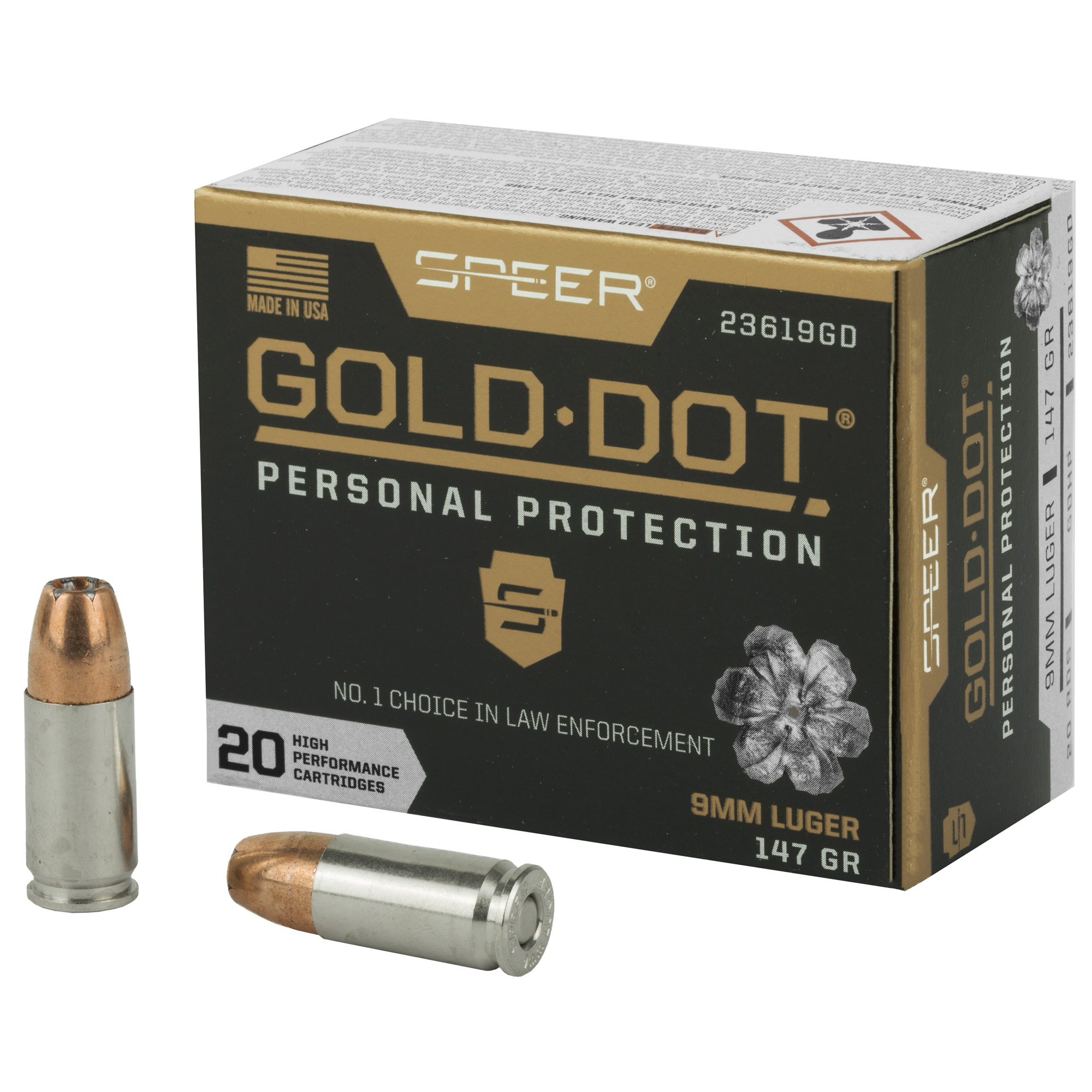 Speer, Gold Dot Personal, 9mm Luger, Hollow Point, 147 Grain, 20 Rounds