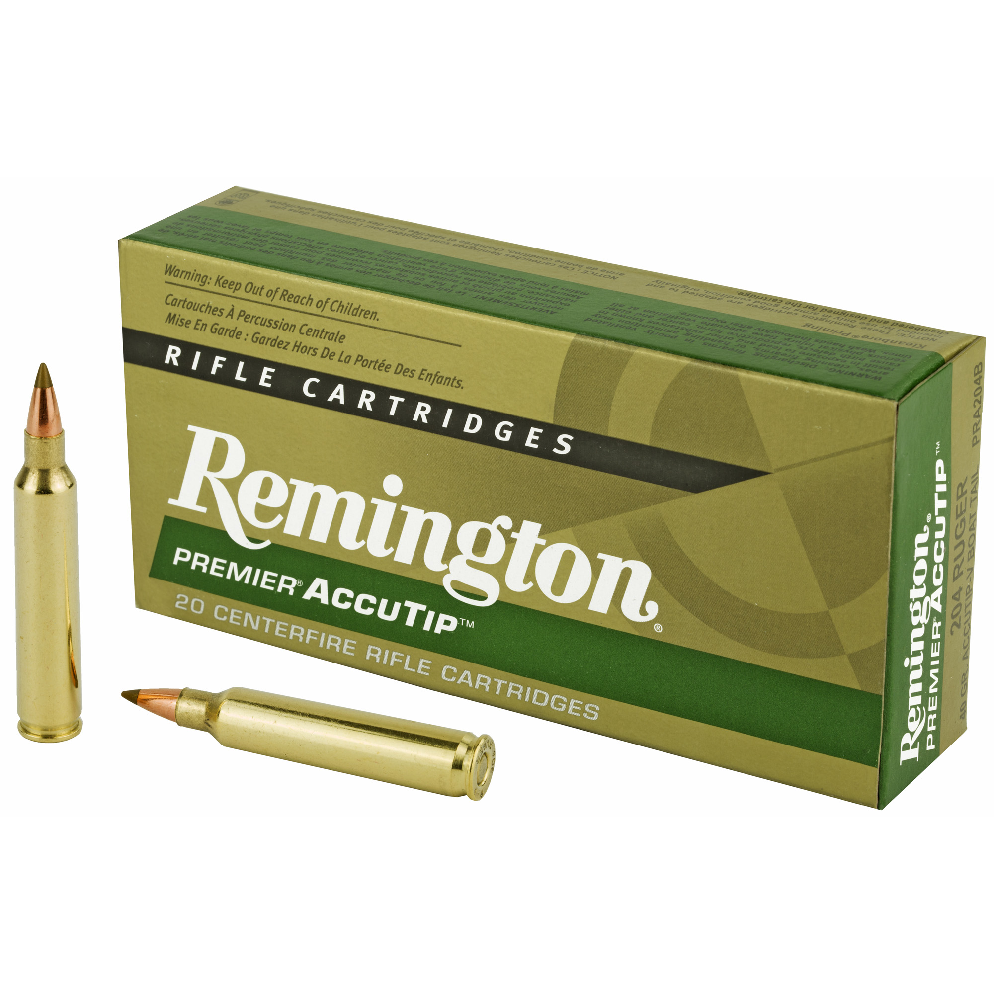 Remington Premier AccuTip 204 Ruger AccuTip V Boat Tail 40 Grain 20 Rounds