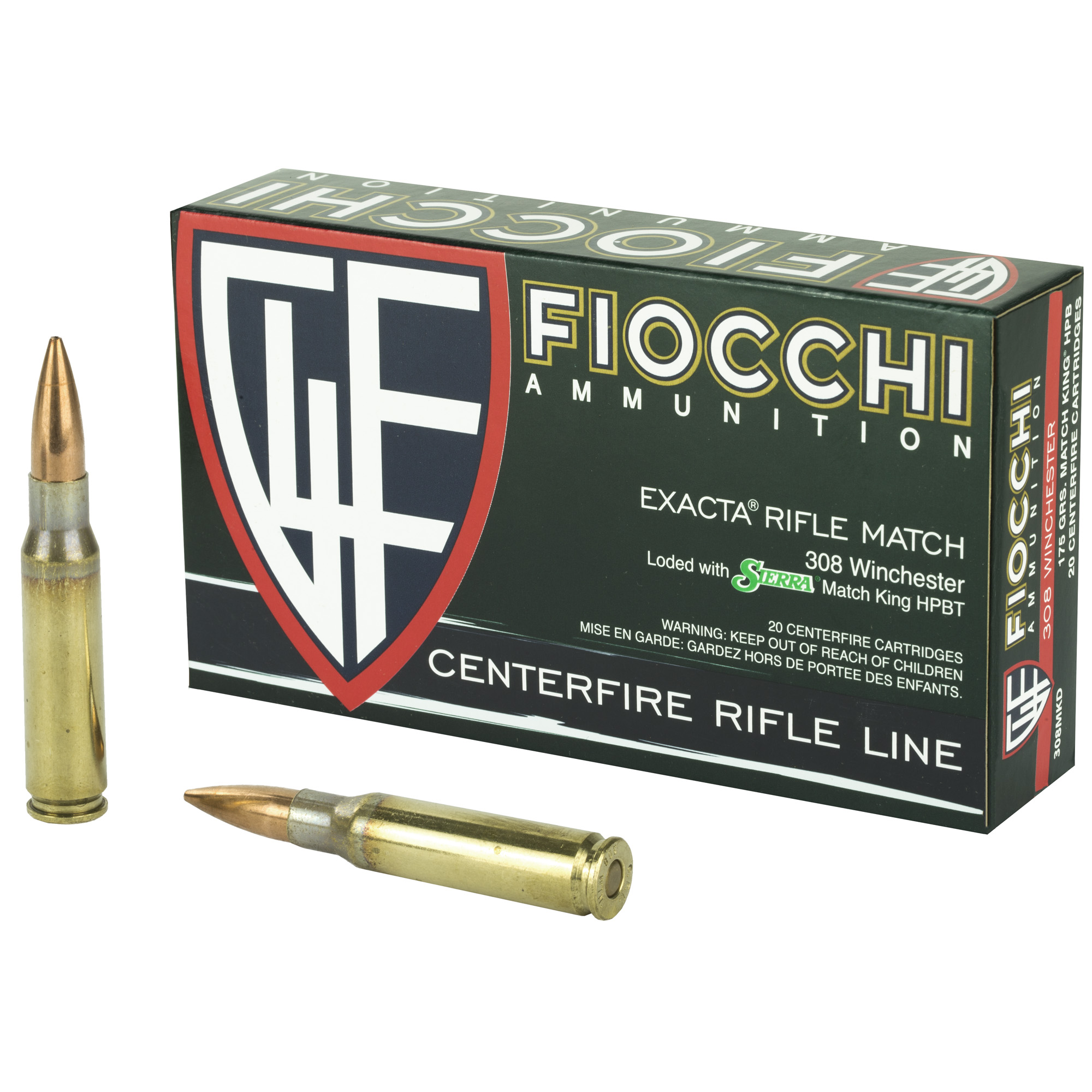 Fiocchi Hyperformance, 308 Winchester, BoatTail Hollowpoint, 175 Grain, 20 Rounds