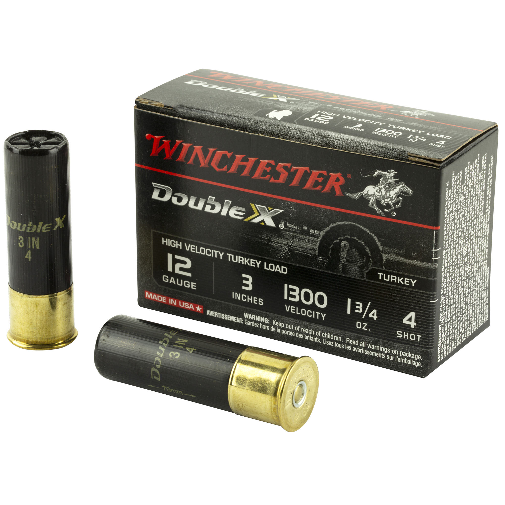 Winchester Double X High Velocity Turkey Load 12 ga. 3 in. 1 3/4 oz. 4 Shot 10 rd.