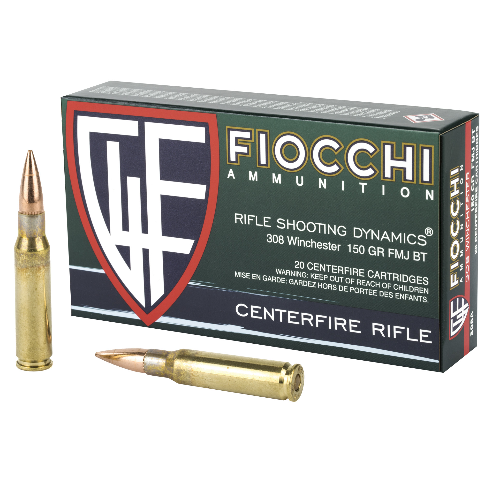 Fiocchi ShootingDynamics 308 Winchester Metal Jacket Boattail 150 Grain 20 Rounds
