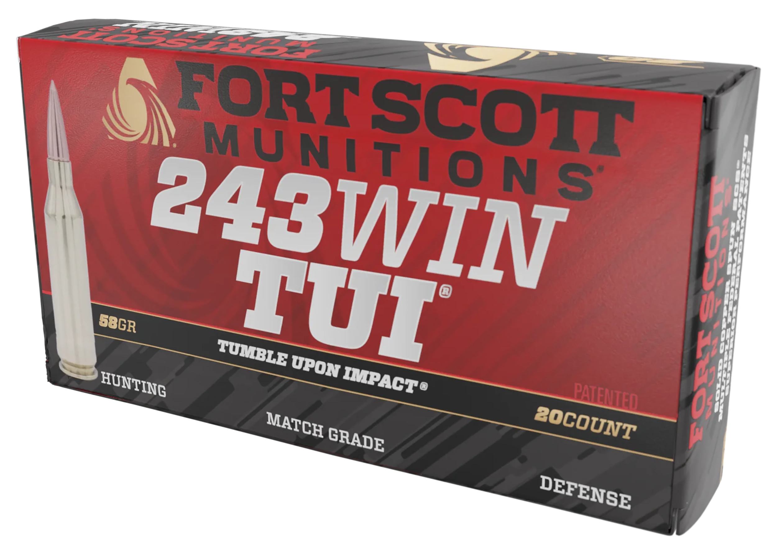 Fort Scott Munitions Rifle Ammo 243 Win. 58 gr. TUI 20 rd.