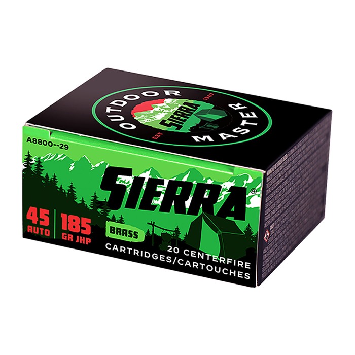 Sierra Outdoor Master Handgun Ammo 45 ACP 185 gr. JHP 20 rd.