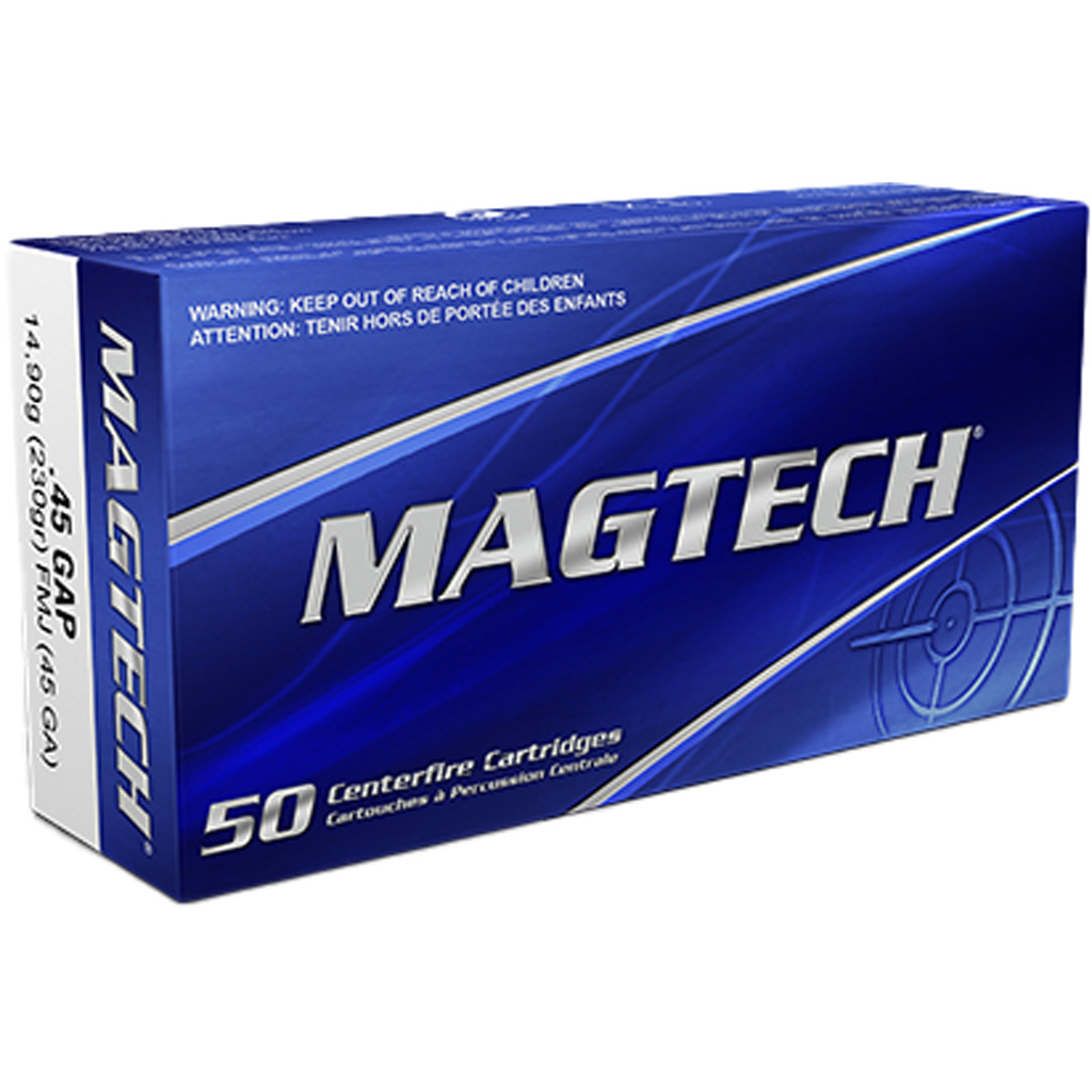 Magtech, Pistol Ammo, 45 Gap, Full Metal Jacket, 230 Grain, 50 Rounds