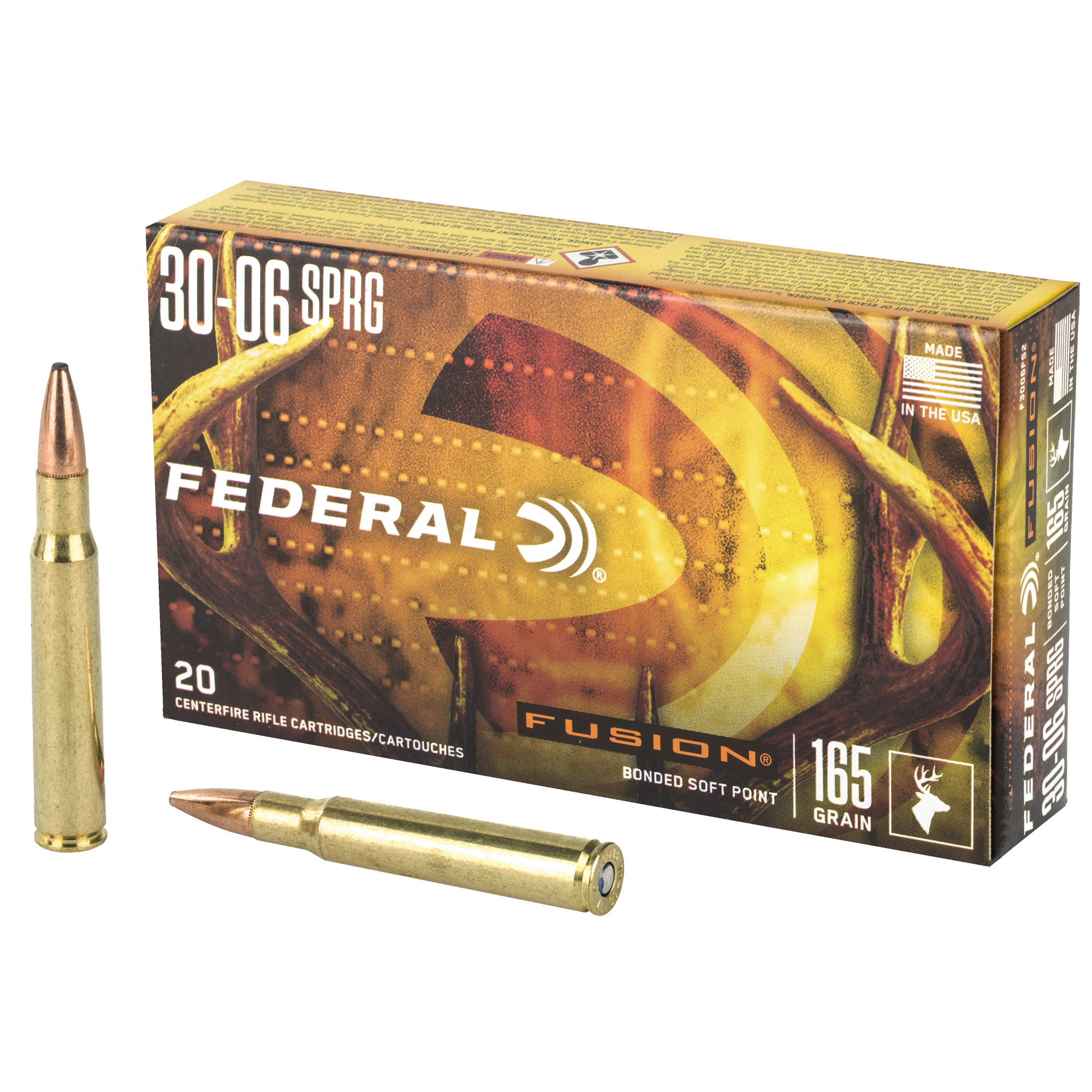 Federal Fusion Rifle Ammo 30-06 Springfield 165 gr. Fusion Soft Point 20 rd.