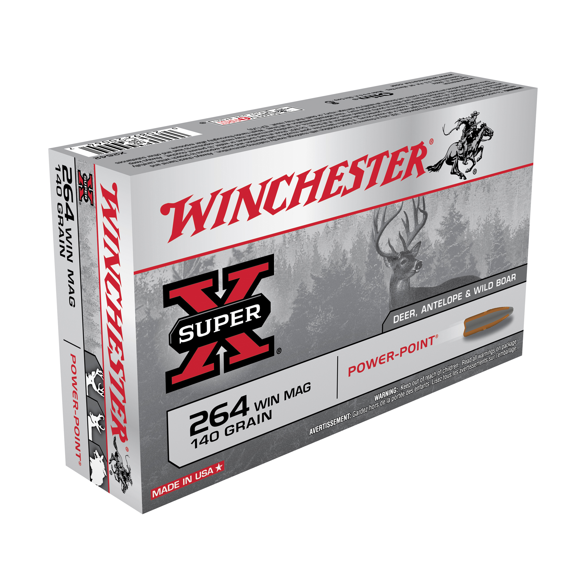 Winchester Super-X, 264 Winchester Magnum, Power-Point, 140 Grain, 20 Rounds