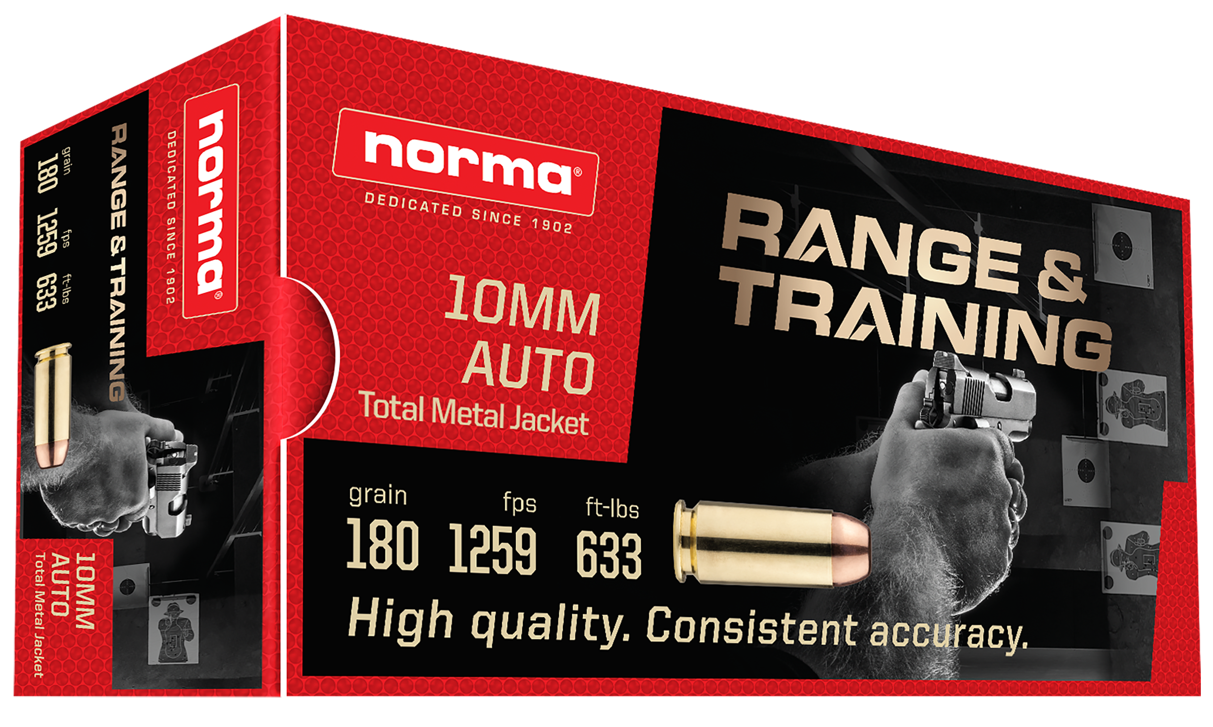 Norma Ammunition 801105383   10mm 180gr Total Metal Jacket 50 Rounds
