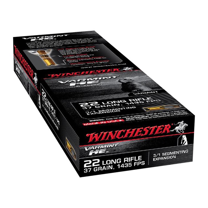 Winchester Varmint HE 22 Long Rifle Hollow Point 37 Grain 50 Rounds