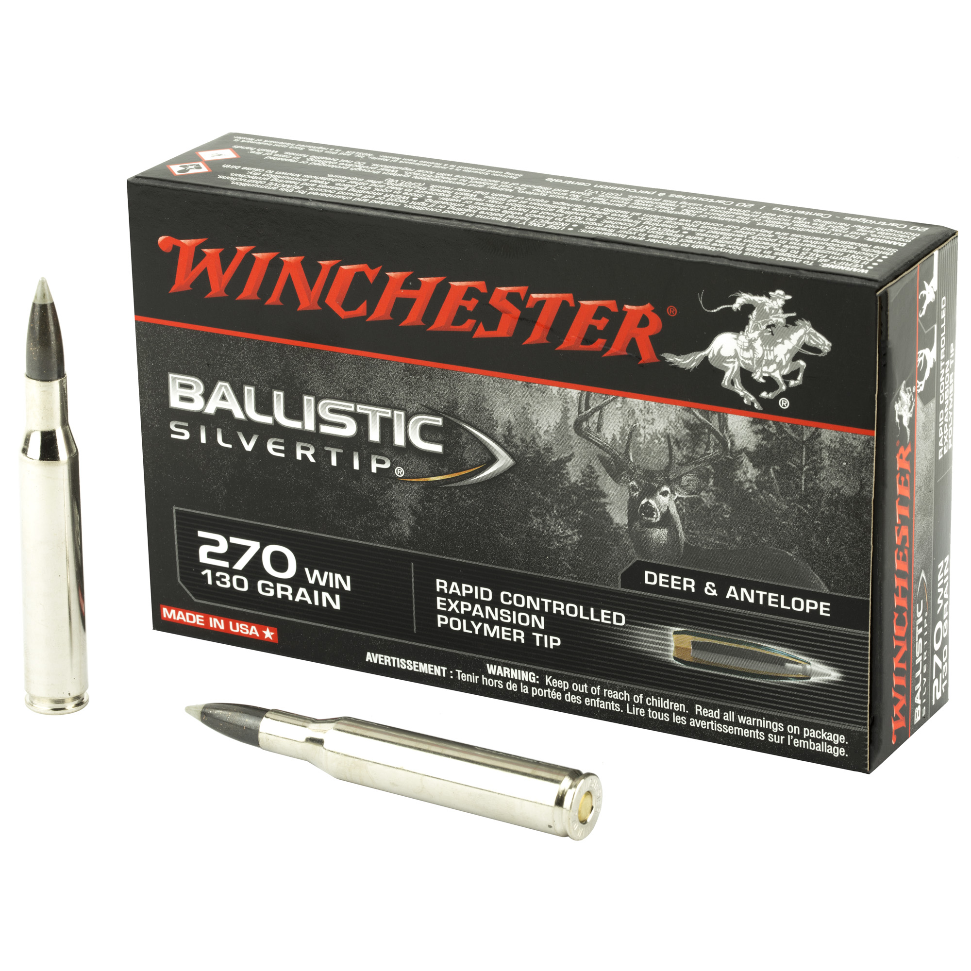 Winchester Ballistic Silvertip 270 Winchester Polymer Tip 130 Grain 20 Rounds