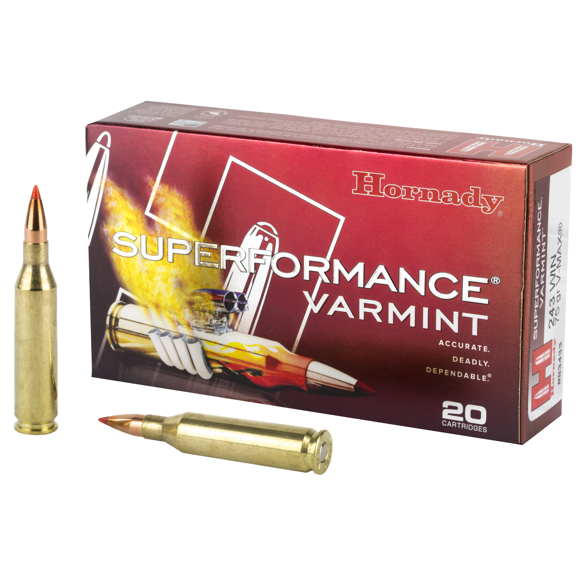 Hornady Superformance Varmint 243 Winchester V Max 75 Grain 20 Rounds