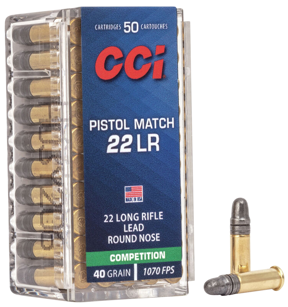 CCI Pistol Match 22 Long Rifle Lead Round Nose 40 Grain 50 Rounds