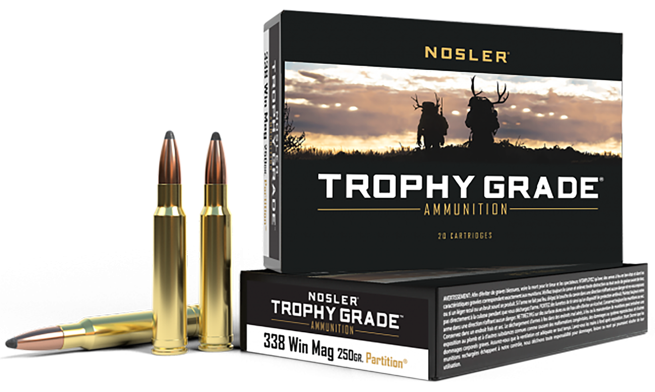 Nosler Trophy 338 Winchester Magnum Partition Soft Point 250 Grain 20 Rounds