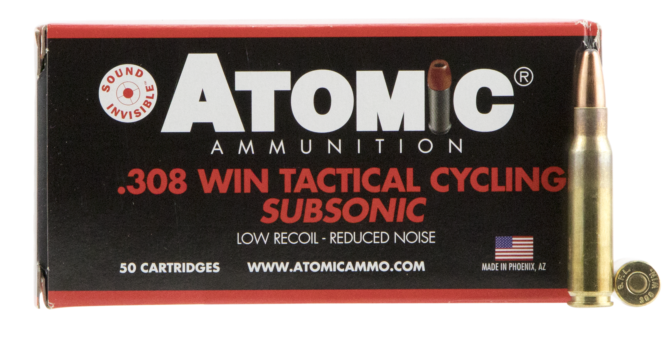 Atomic Ammunition 00472 Rifle Subsonic 308 Win 260 gr Soft Point Round Nose 50 Rounds