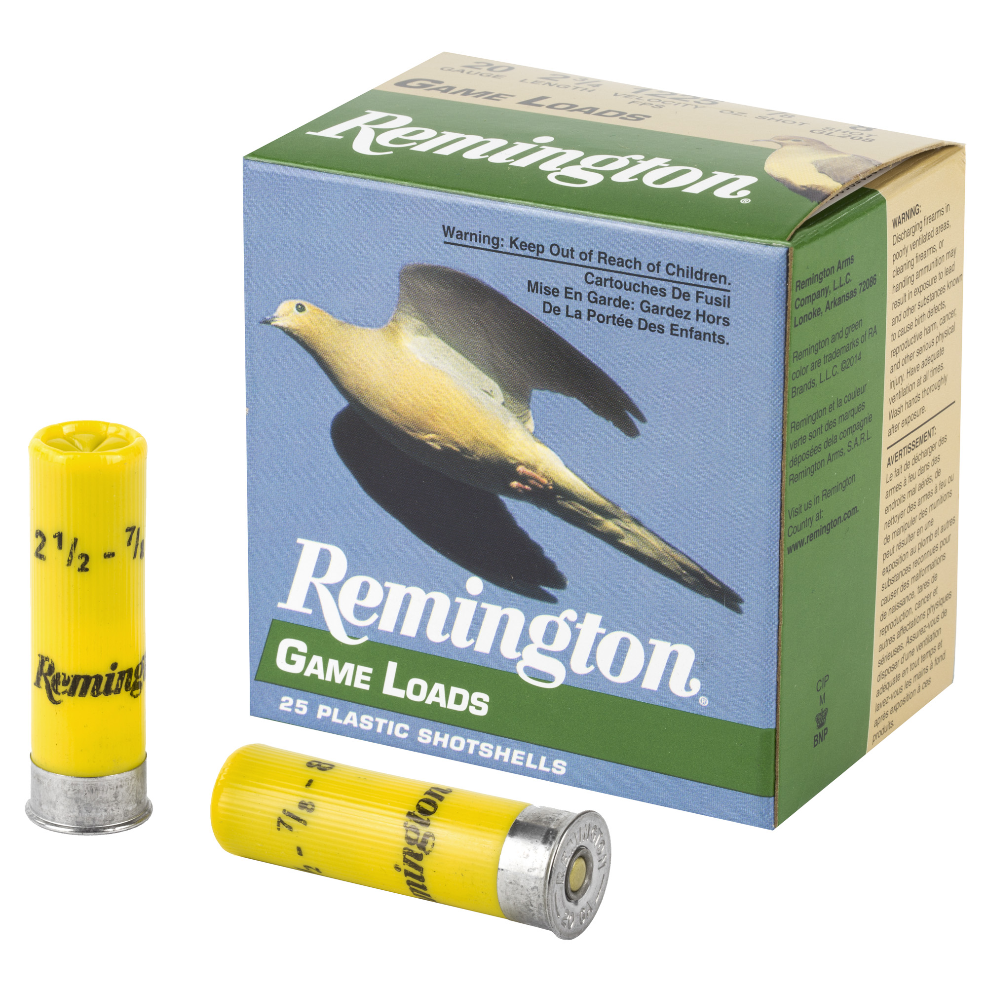 Remington Game Loads 20 Gauge 8 Shot 2.75 Inch 25 Rounds