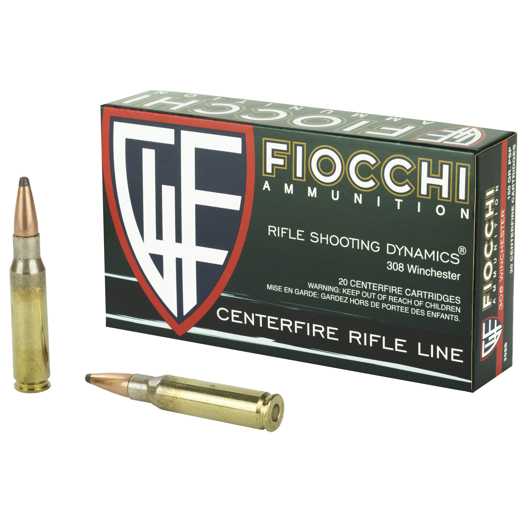Fiocchi, Shooting Dynamics, 308 Winchester, Soft Point, 150 Grain, 20 Rounds