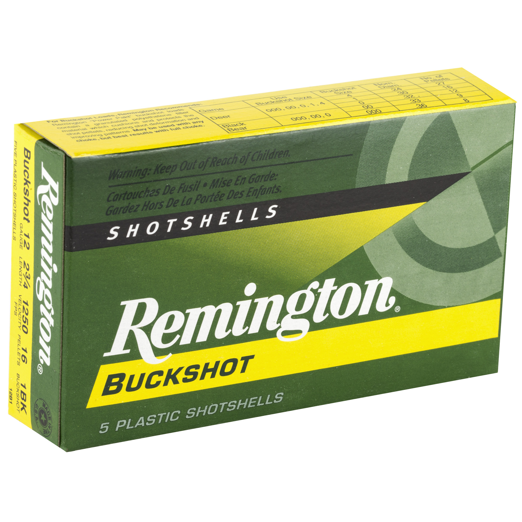 Remington Express 12 Gauge Buckshot 1 Buck 16 Pellets 5 Rounds