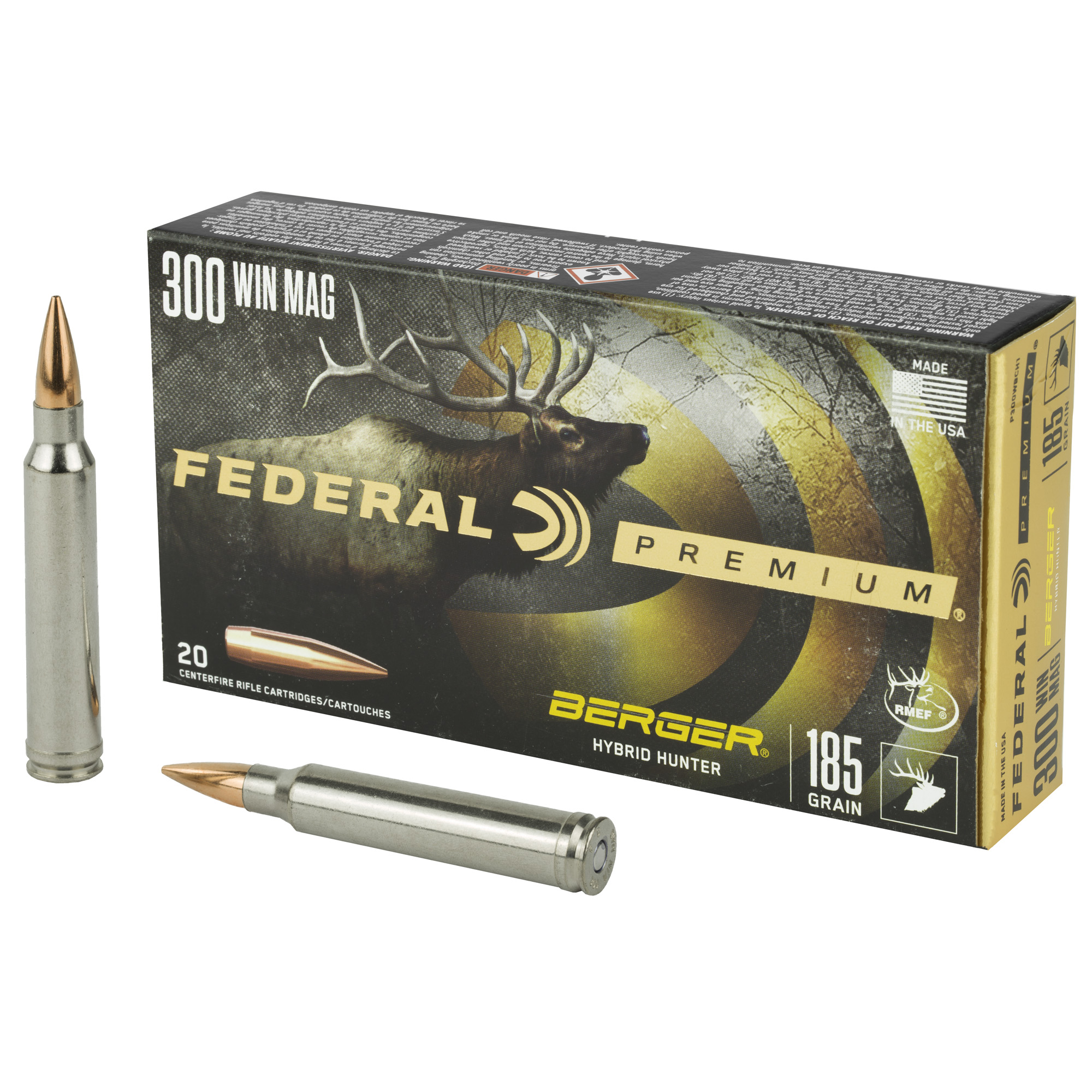 Federal Premium Berger Hybrid Hunter 300 Winchester Magnum 185 Grain 20 Rounds