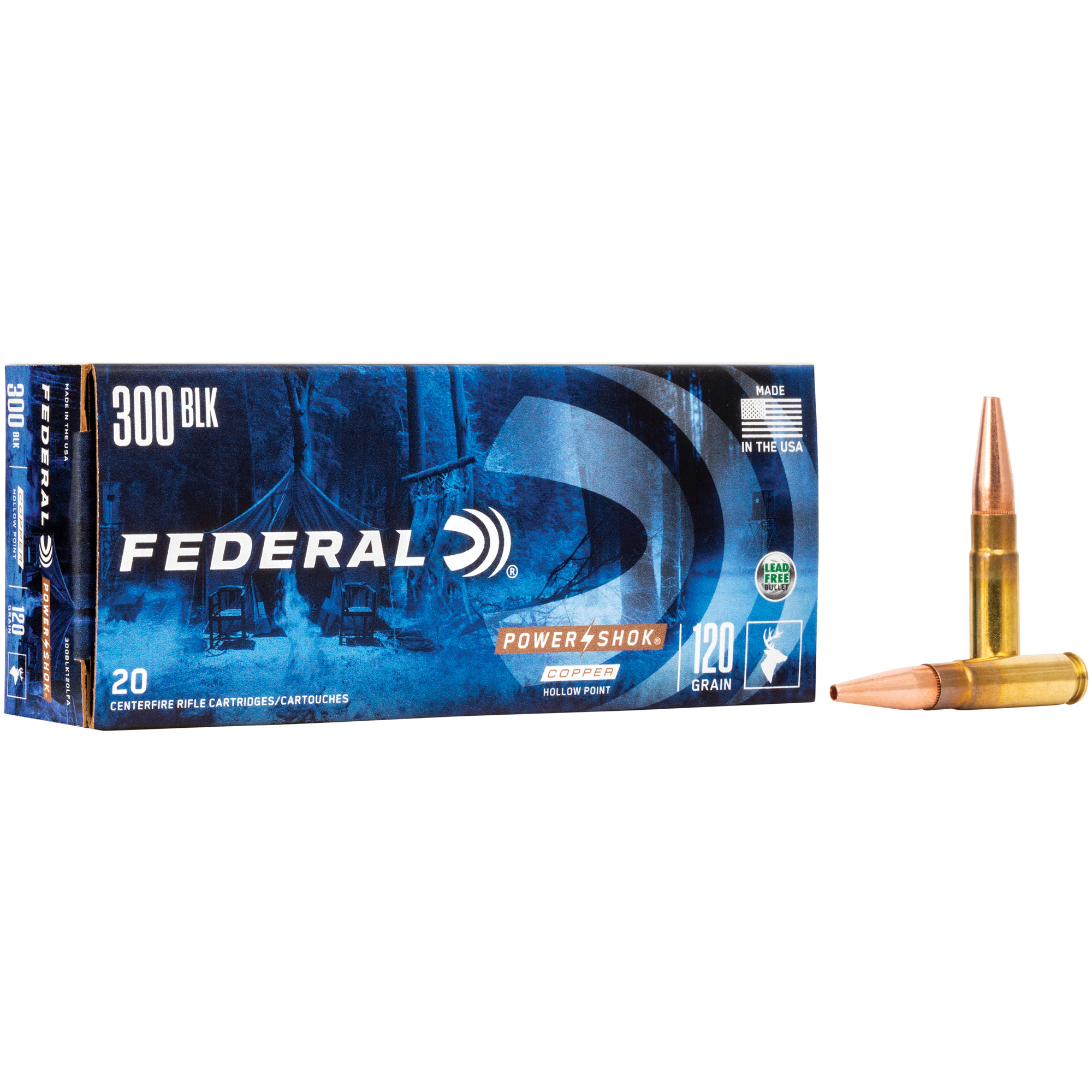 Federal Power-Shok 300 AAC Copper Soft Point 120 Grain 20 Rounds