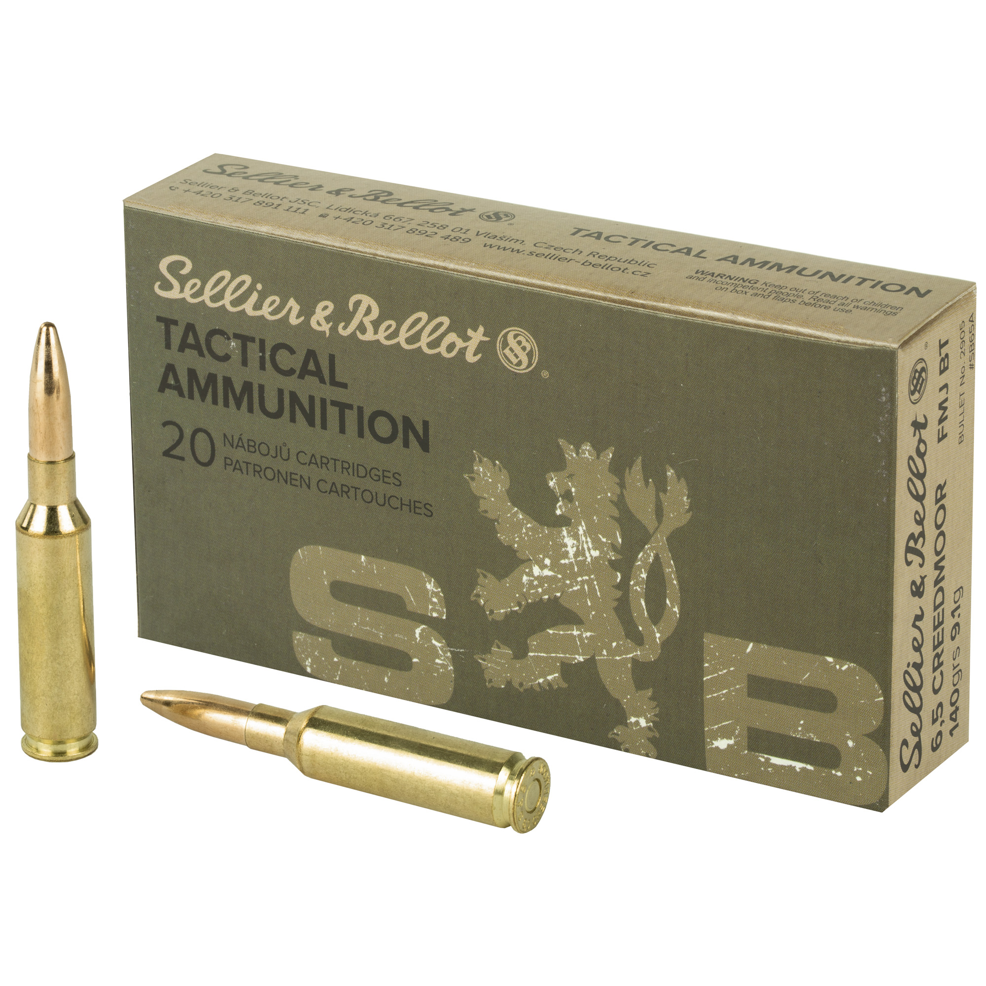 Sellier Bellot 6.5 Creedmoor Full Metal Jacket Boat Tail 140 Grain 20 Rounds