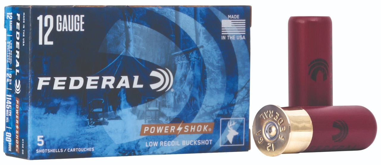 Federal Power-Shok 12 Gauge Buckshot 00 Grain 9 Pellets 5 Rounds