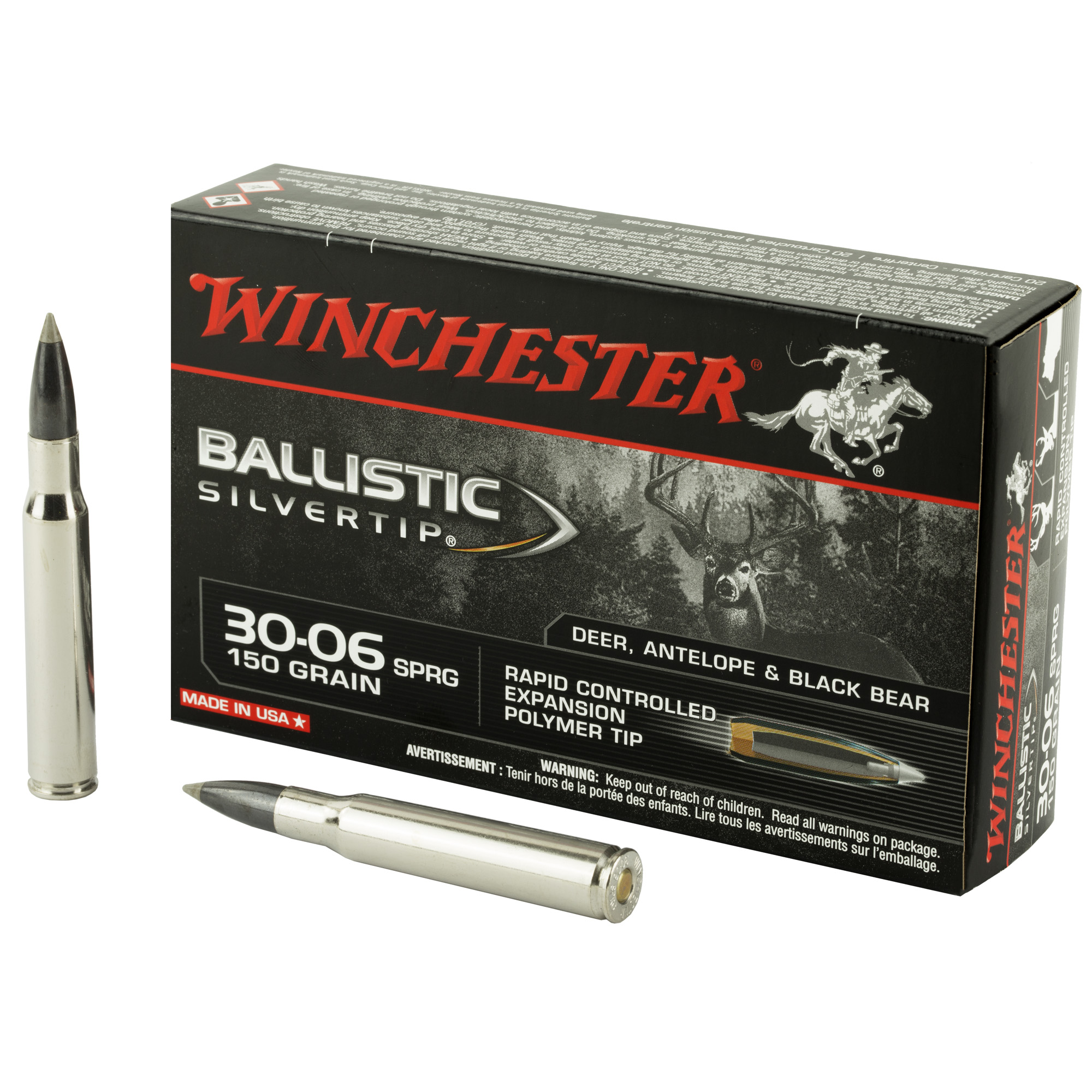 Winchester Ballistic Silvertip 30-06 Springfield Polymer Tip 150 Grain 20 Rounds