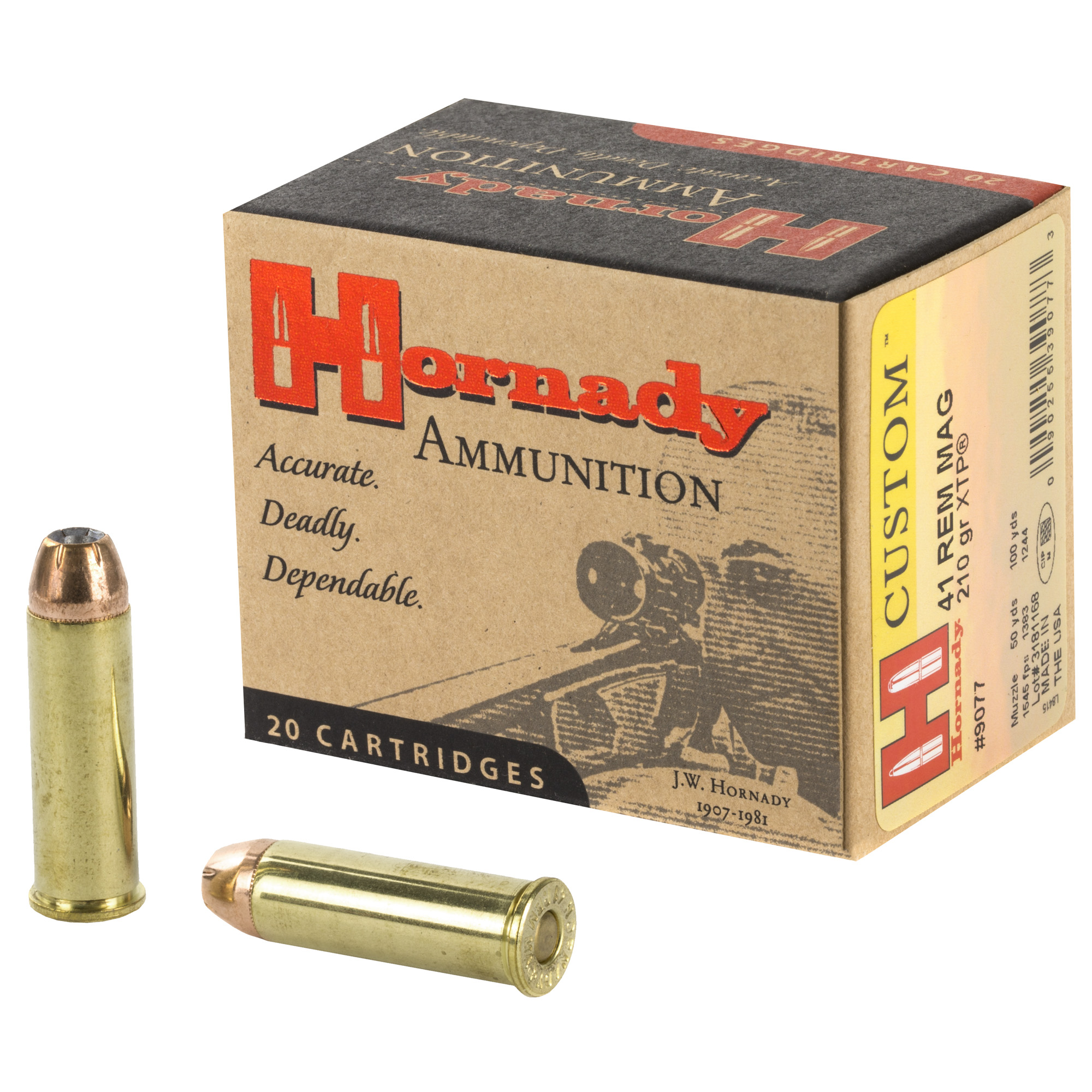 Hornady Custom Pistol Ammo 41 Rem Mag 210 gr. XTP Jacket Hollow Point 20 rd.