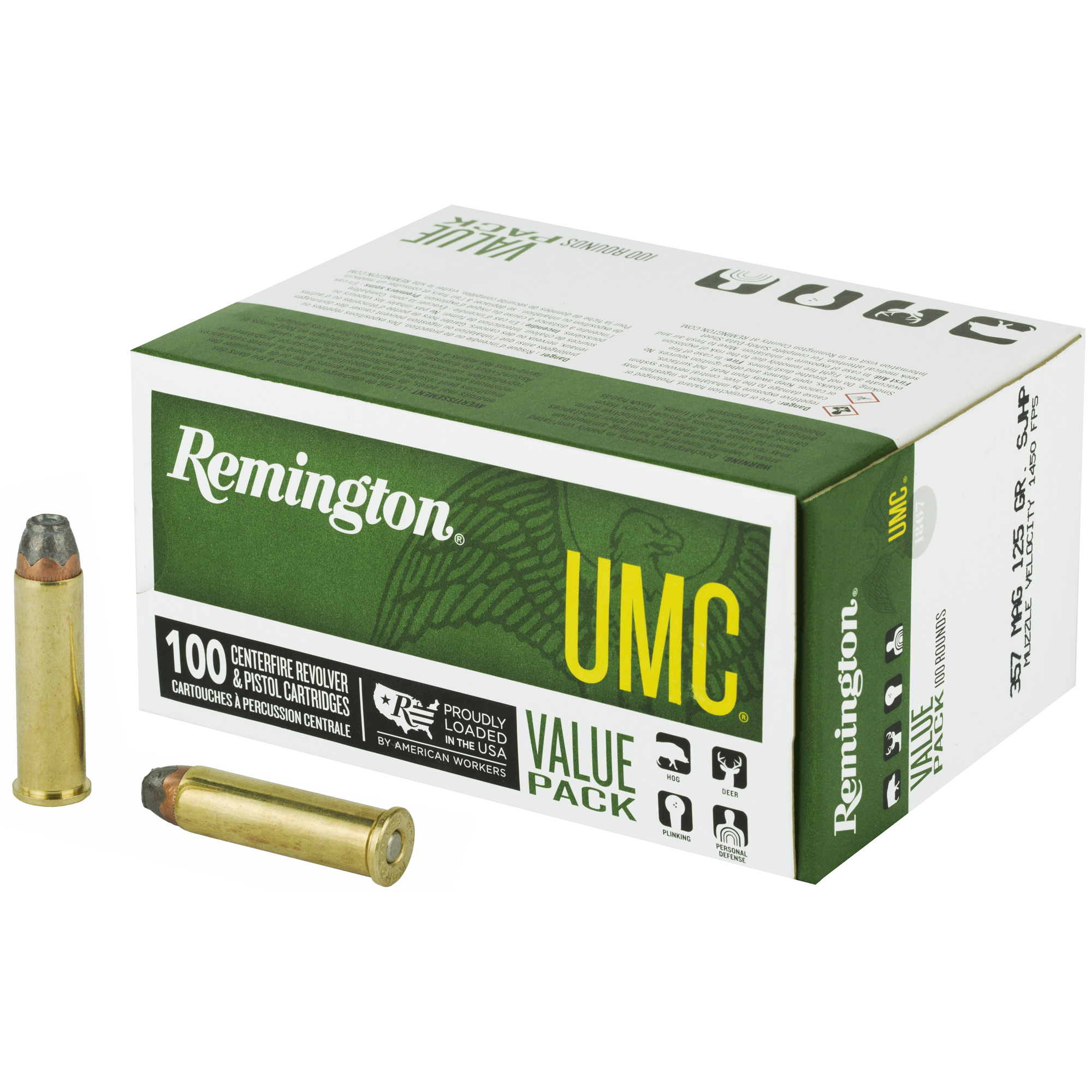 Remington UMC Handgun Ammo 357 Magnum Semi-Jacketed Hollow Point 125 Grain 100 Rounds