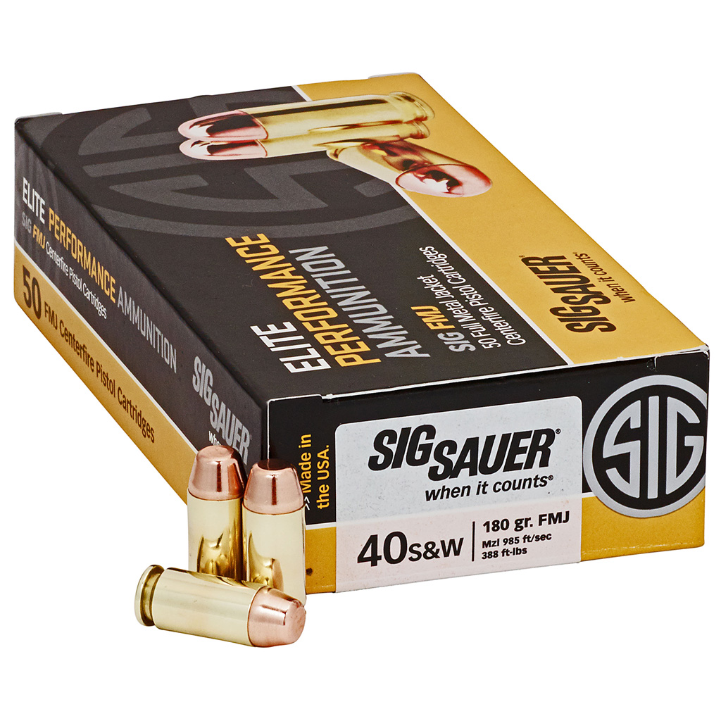 Sig Sauer Elite Ball Performance 40 S&W Full Metal Jacket 180 Grain 50 Rounds
