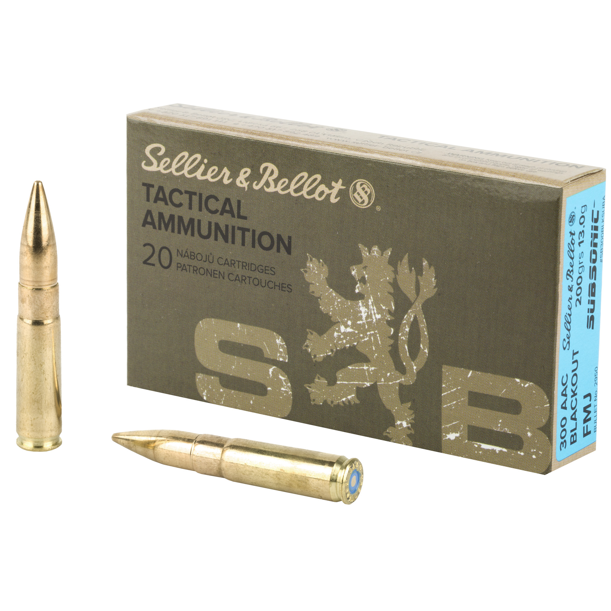 Sellier and Bellot 300 Aac Blackout Full Metal Jacket Subsonic 200 Grain 20 Rounds