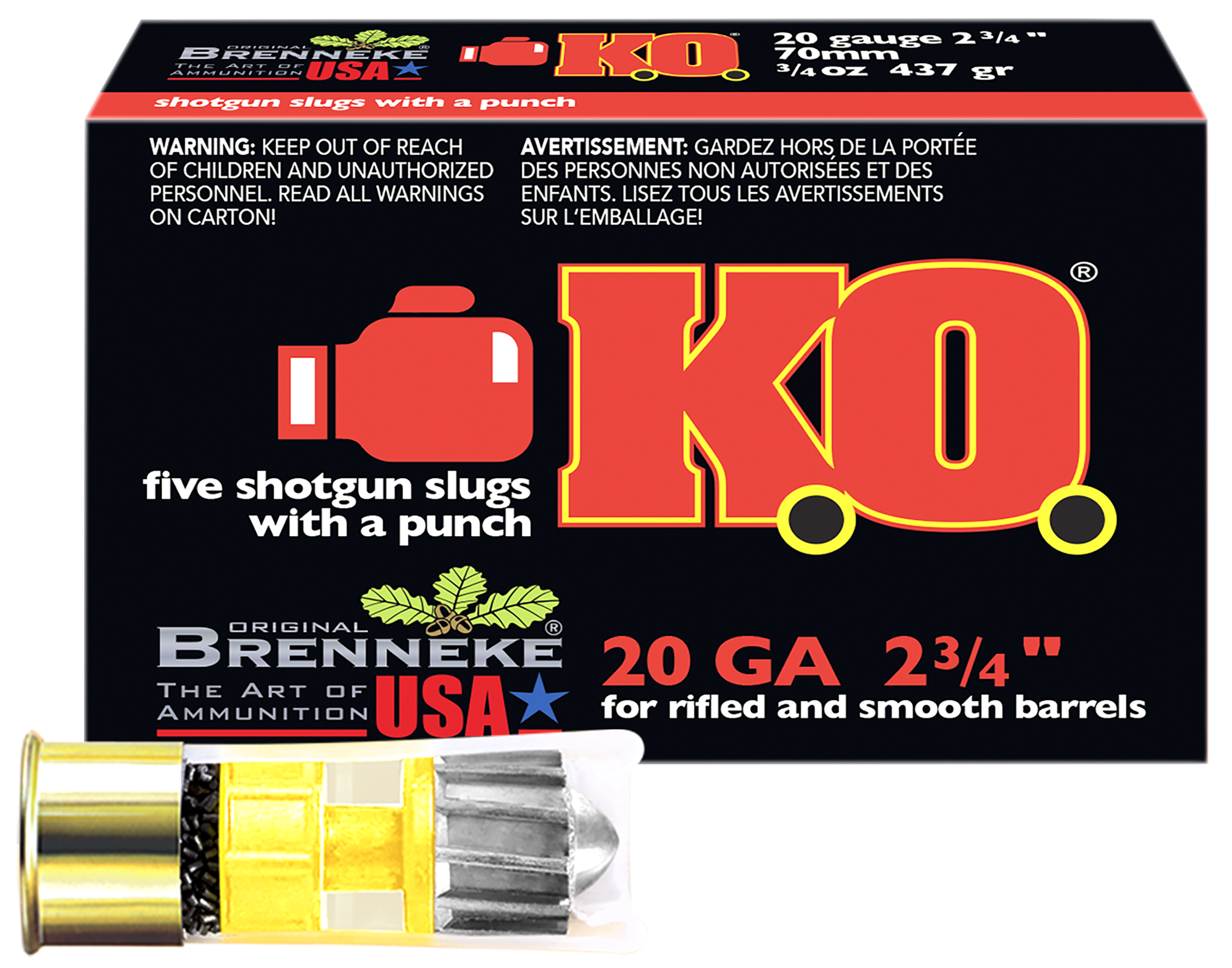 Brenneke KO Slugs 20 ga. 2 3/4 in. 3/4 oz. 5 rd.