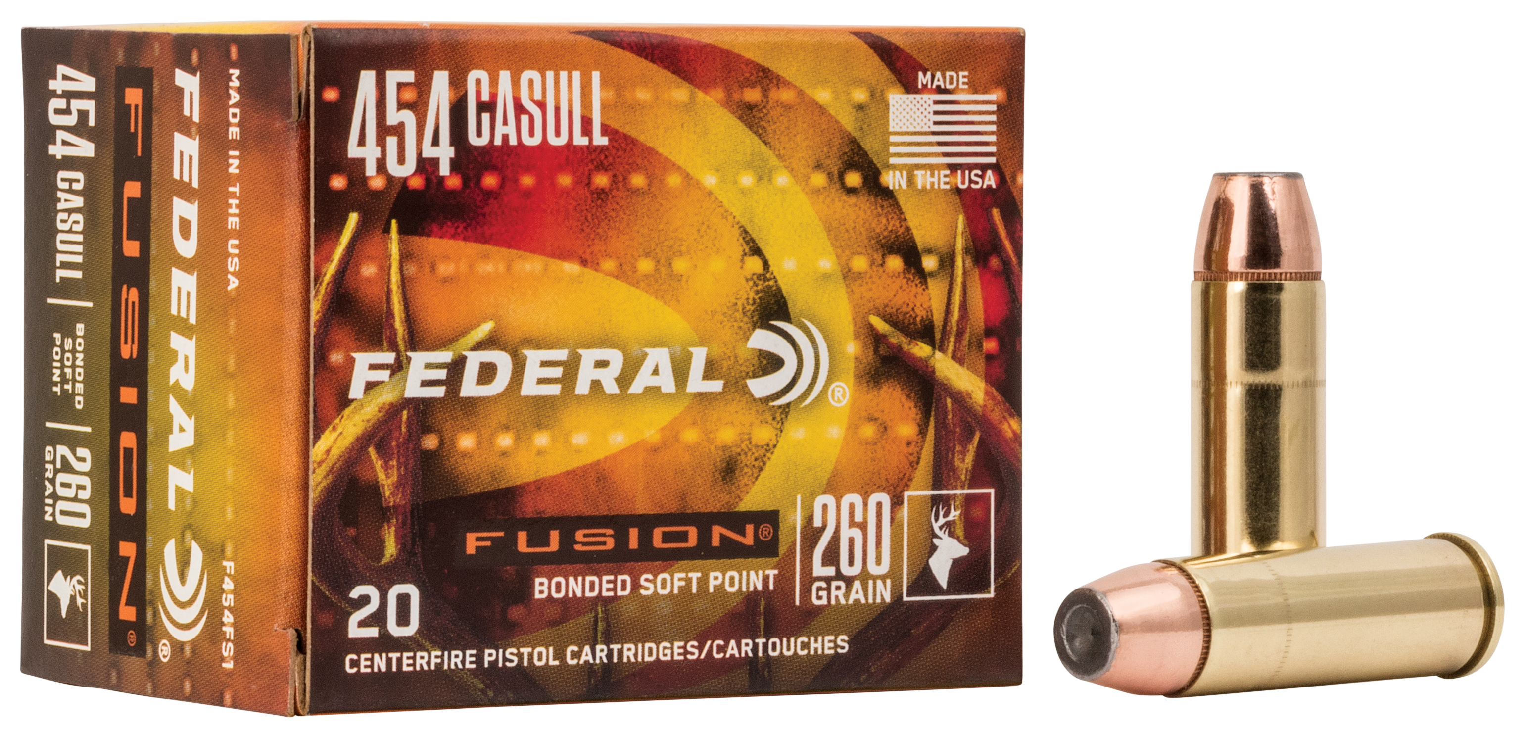 Federal Fusion 454 Casull Fusion Soft Point 260 Grain 20 Rounds