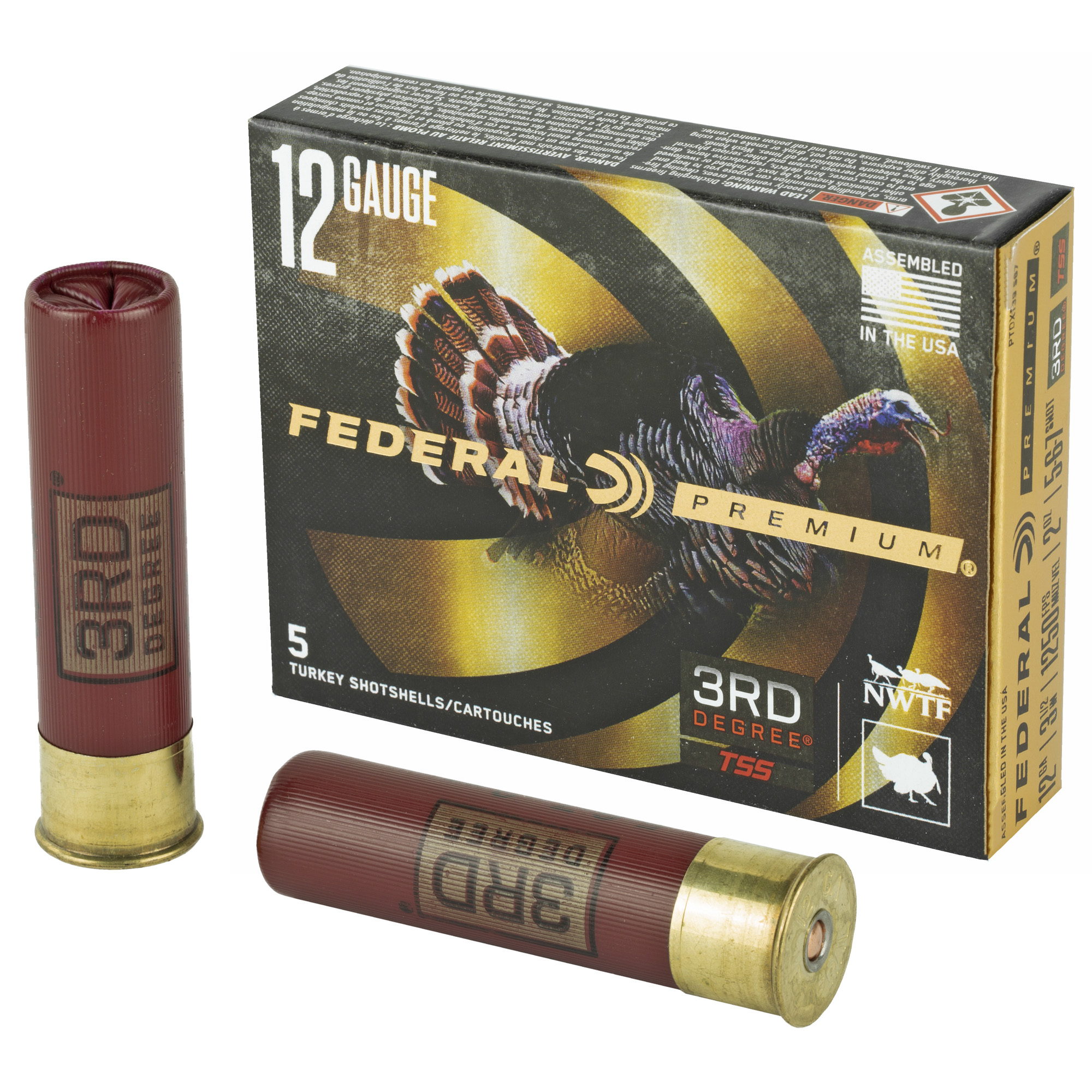 Federal Third Degree Turkey Load, 12 Gauge, Turkey Load, 2 oz, 5 Rounds
