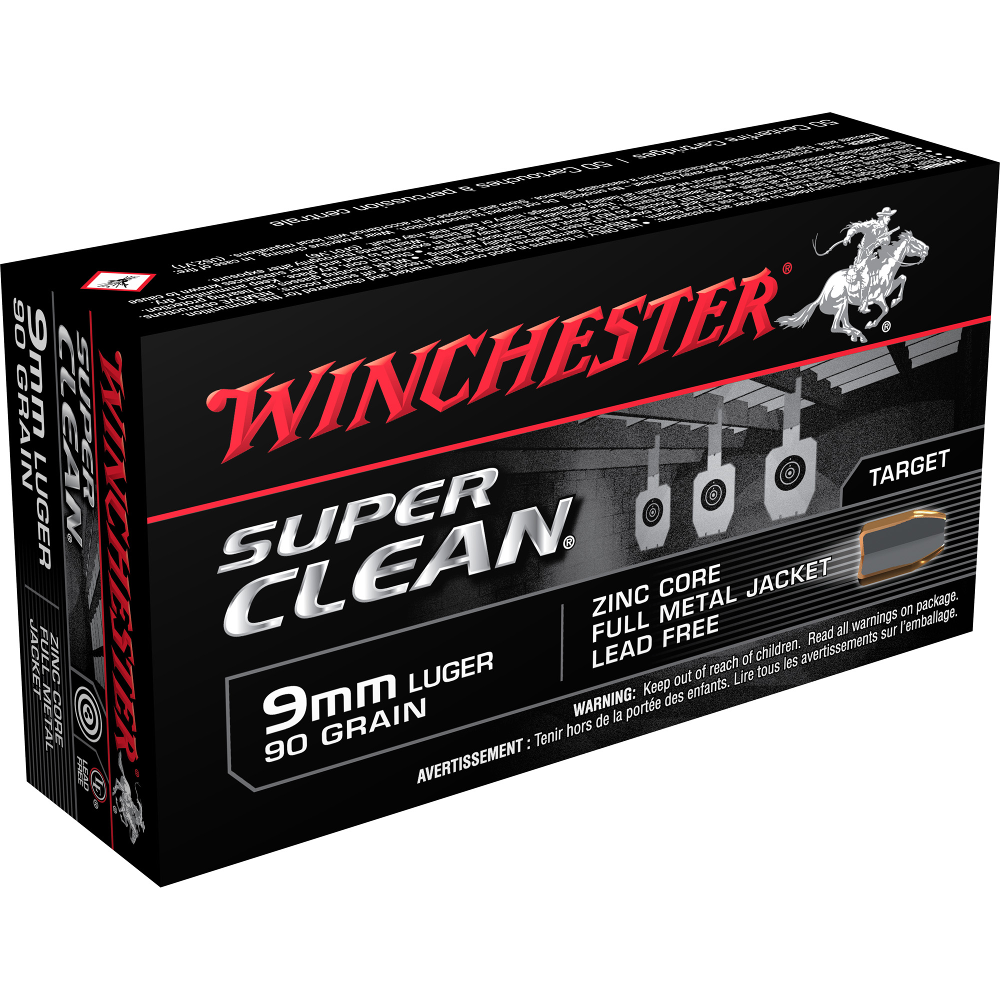 Winchester Super Clean 9mm Luger Full Metal Jacket 95 Grain 50 Rounds