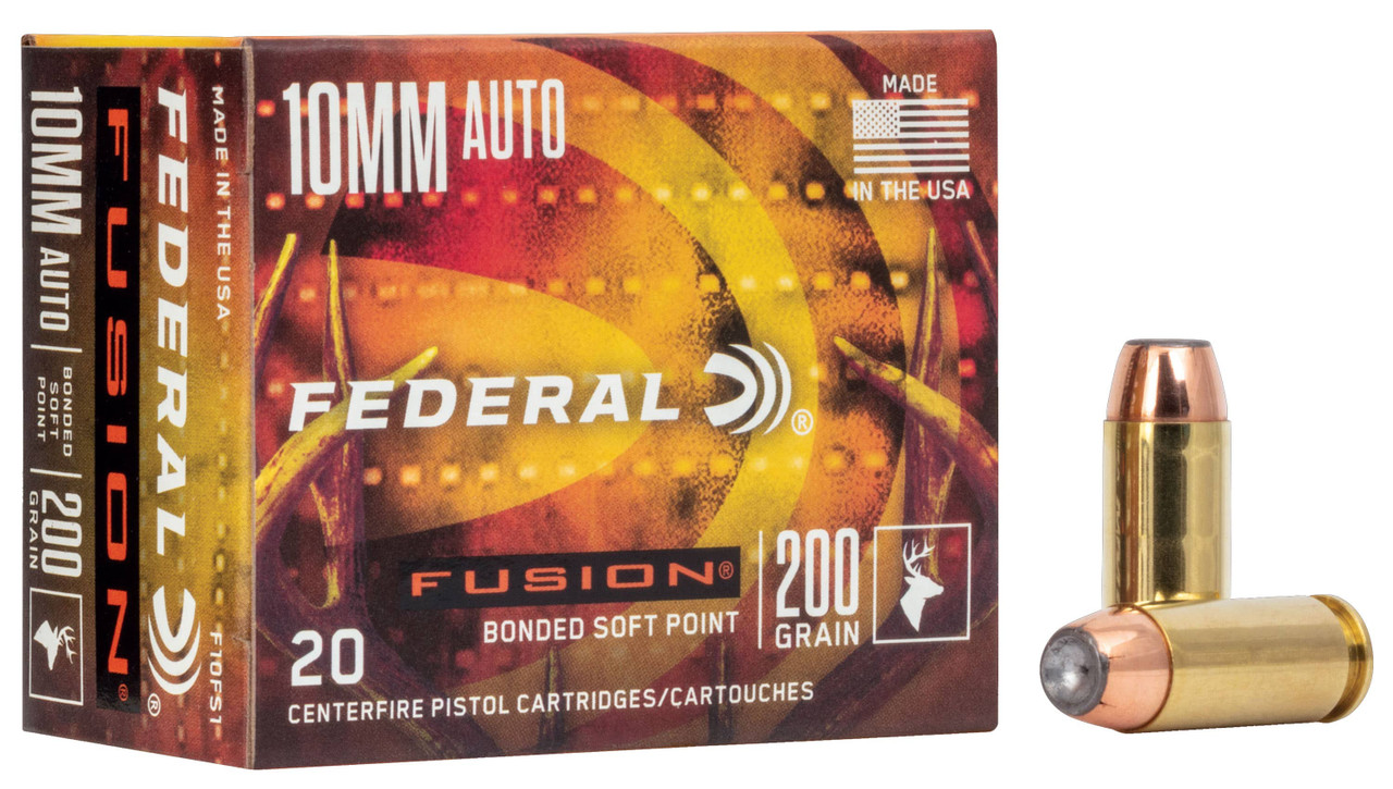 Federal Fusion 10mm Handgun Ammo Fusion Soft Point 200 Grain 20 Rounds