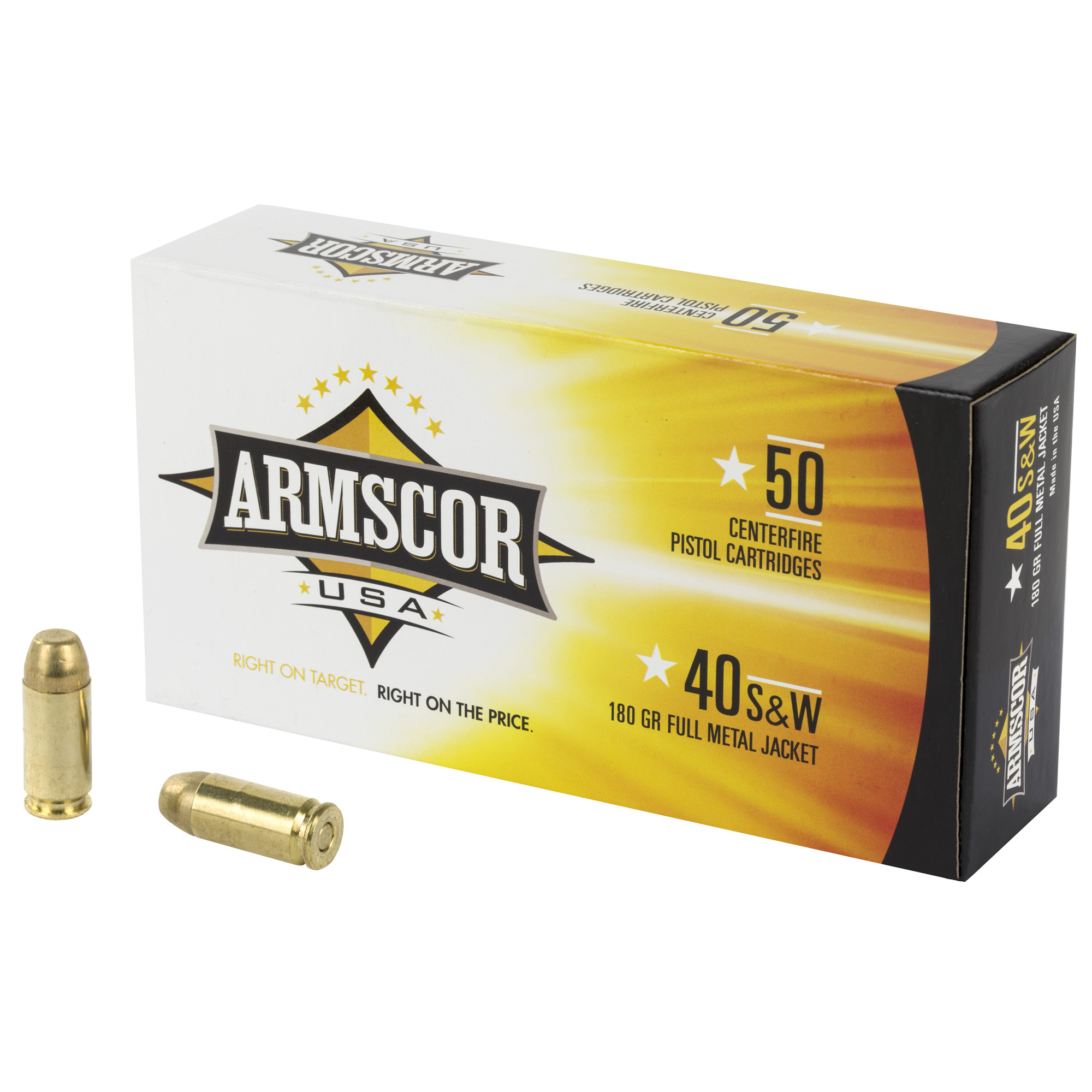 Armscor Range Pistol Ammo 40 S&W Full Metal Jacket 180 Grain 50 Rounds