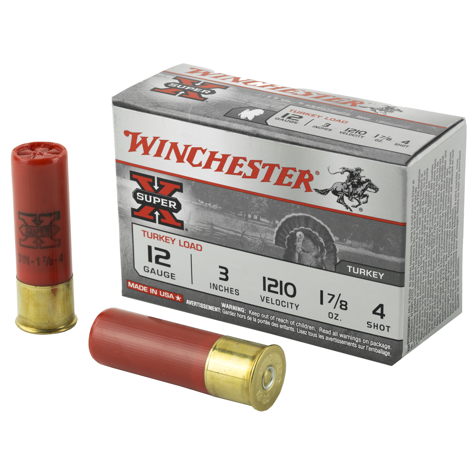 Winchester Super-X Turkey Load 12 Gauge Copper Plated Lead 1 7/8 Ounce Number 4 10 Rounds