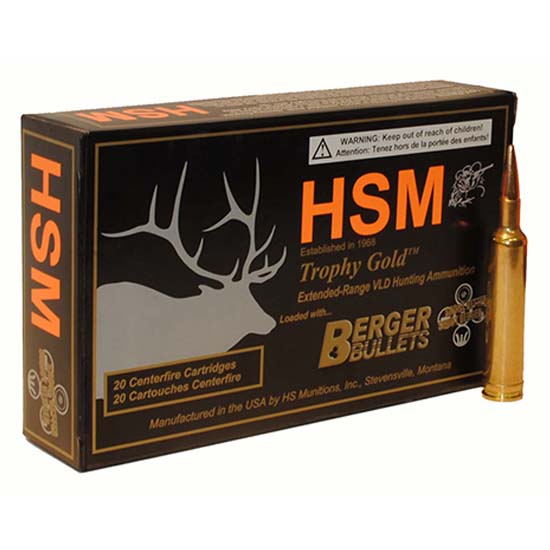 HSM Trophy Gold 300 Remington Ultra Magnum Berger Vld 185 Grain 20 Rounds