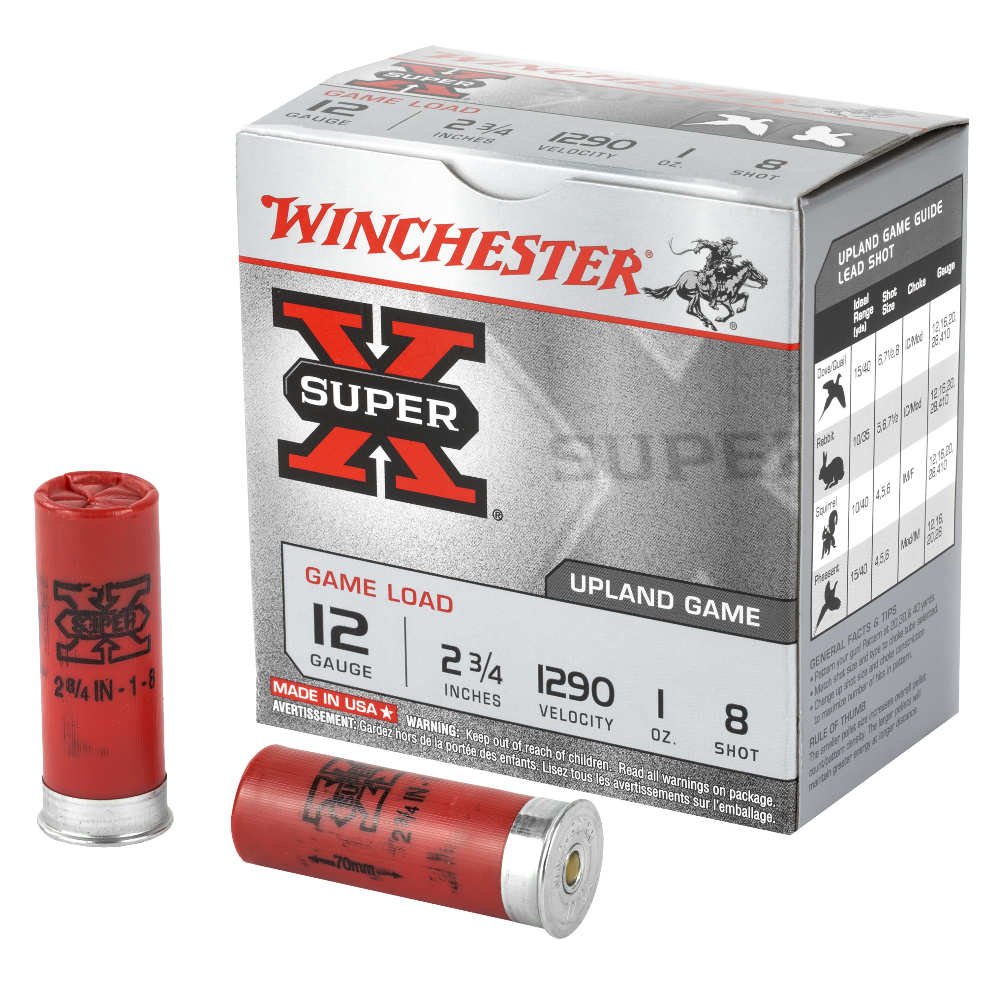 Winchester, Super-X Game Load, 12 Gauge, Lead Shot, 1 oz, 25 Rounds