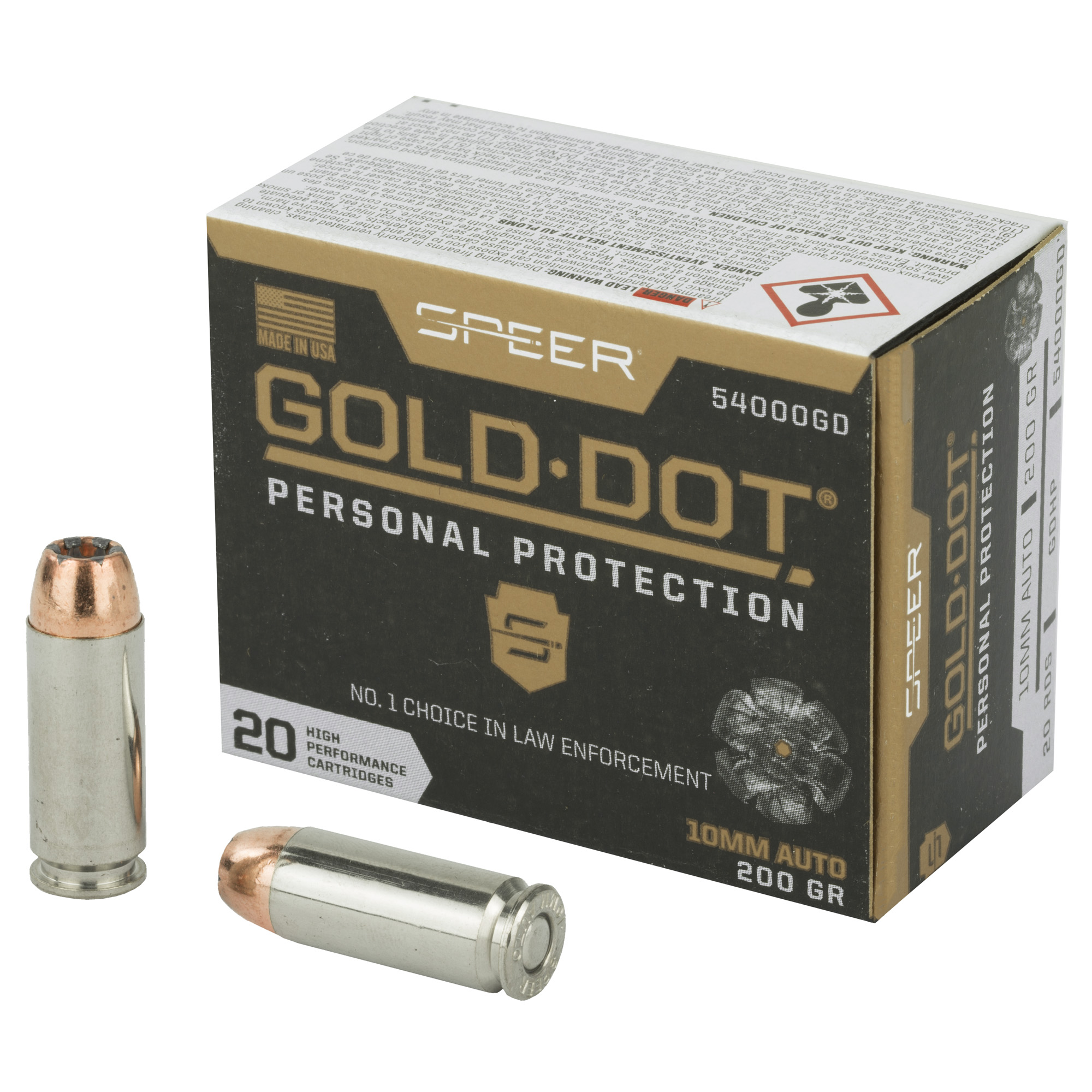 Speer, Gold Dot, 10mm Auto, Hollow Point, 200 Grain, 20 Rounds