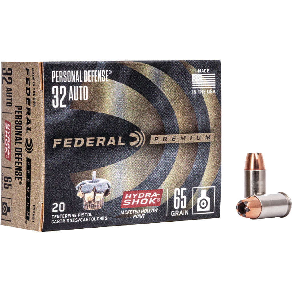 Federal Premium Personal Defense 32 ACP Jacketed Hollow Point 65 Grain 20 Rounds