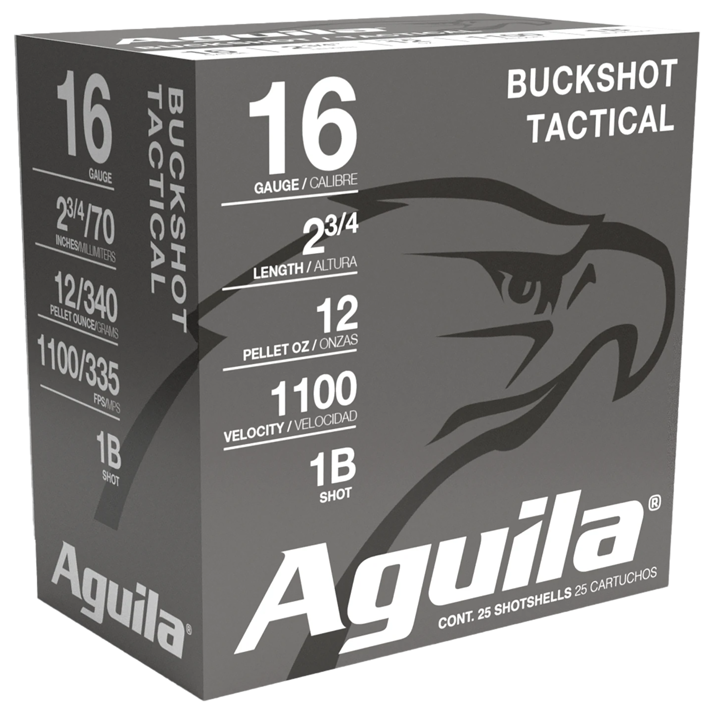 Aguila Ammunition 16 Gauge Buckshot 1 Buck 1-1/8 Ounce 25 Rounds