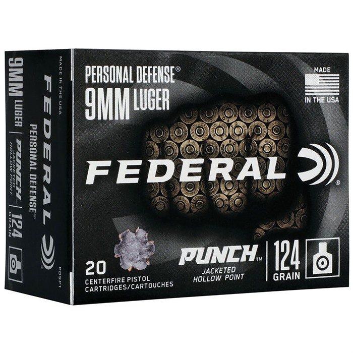 Federal Premium Punch 9mm Luger Jacketed Hollow Point 124 Grain 20 Rounds